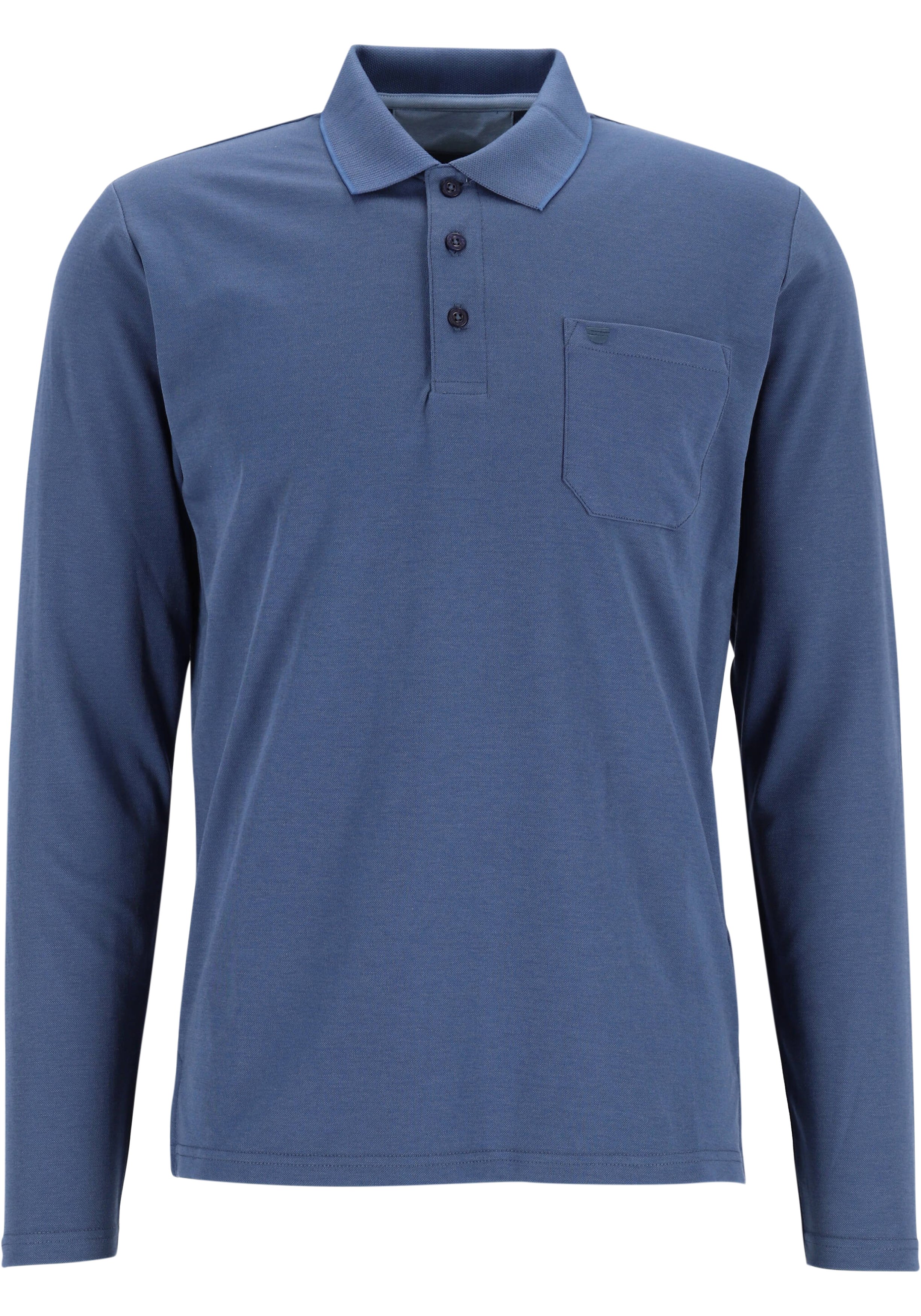 Redmond regular fit polo lange mouw, blauw melange