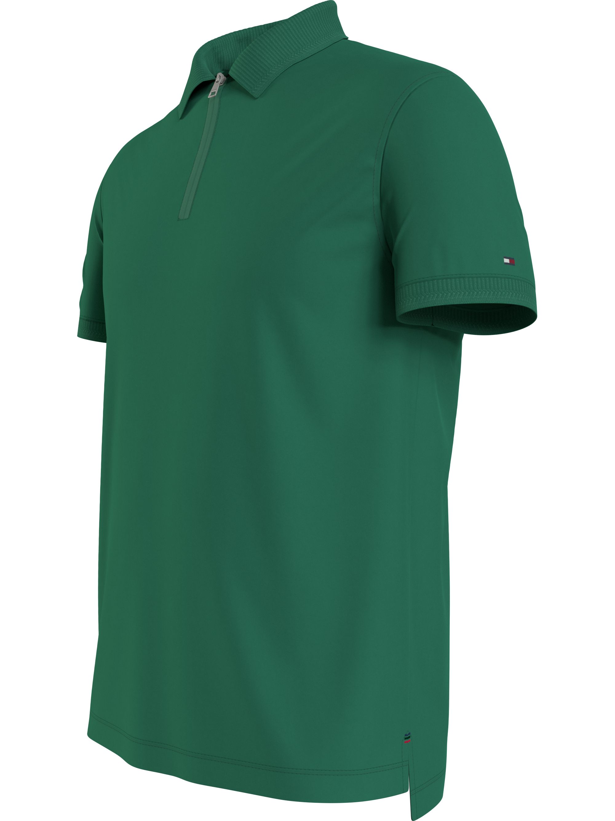 Tommy Hilfiger Dc Interlock Zip Slim Polo, heren poloshirt, groen