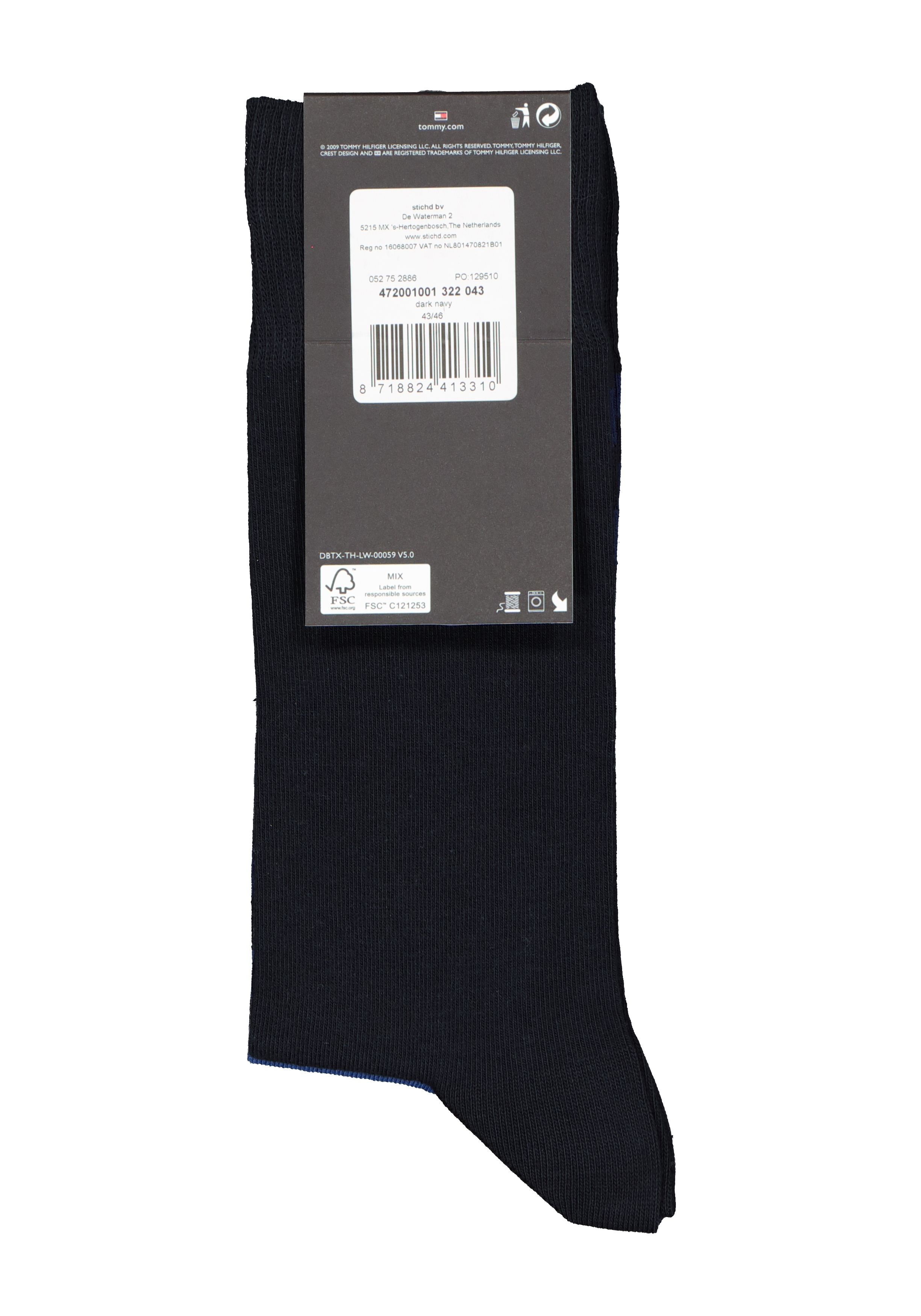 Tommy Hilfiger Duo Stripe Socks (2-pack), herensokken katoen, gestreept en uni, blauw