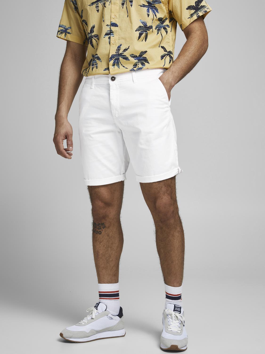 JACK & JONES Bowie Shorts Solid regular fit, heren korte broek, wit