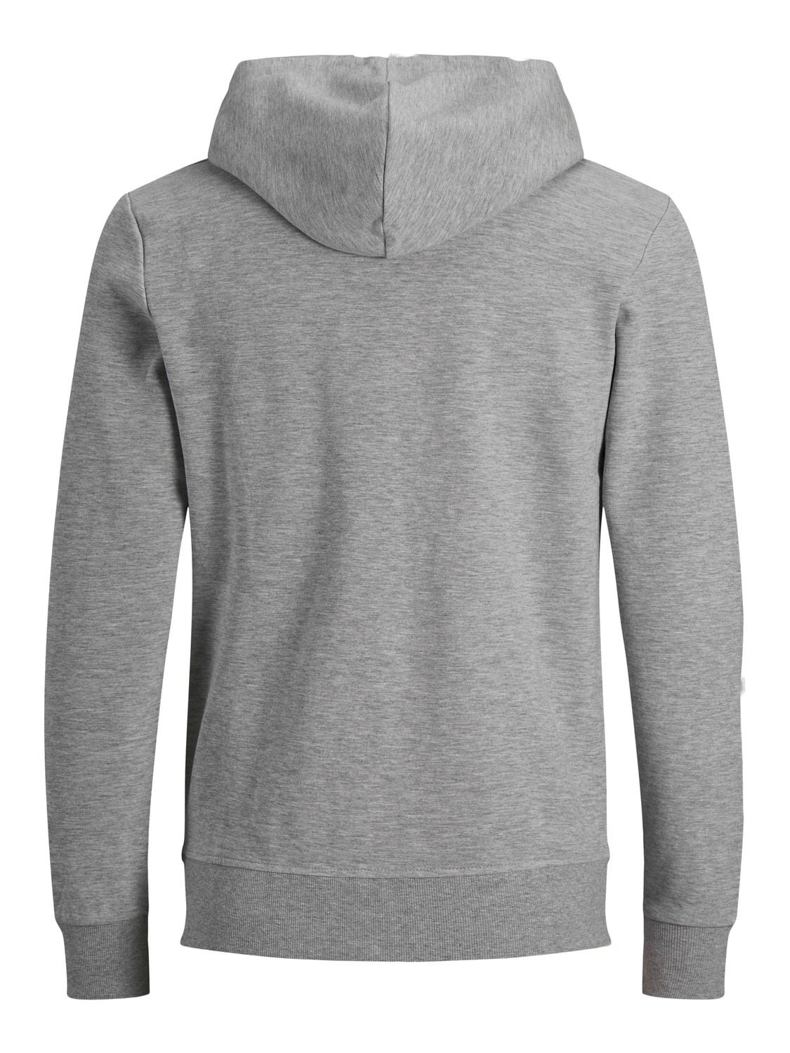 JACK & JONES Basic sweat zip hood slim fit, heren sweatvest katoenmengsel met capuchon, lichtgrijs melange