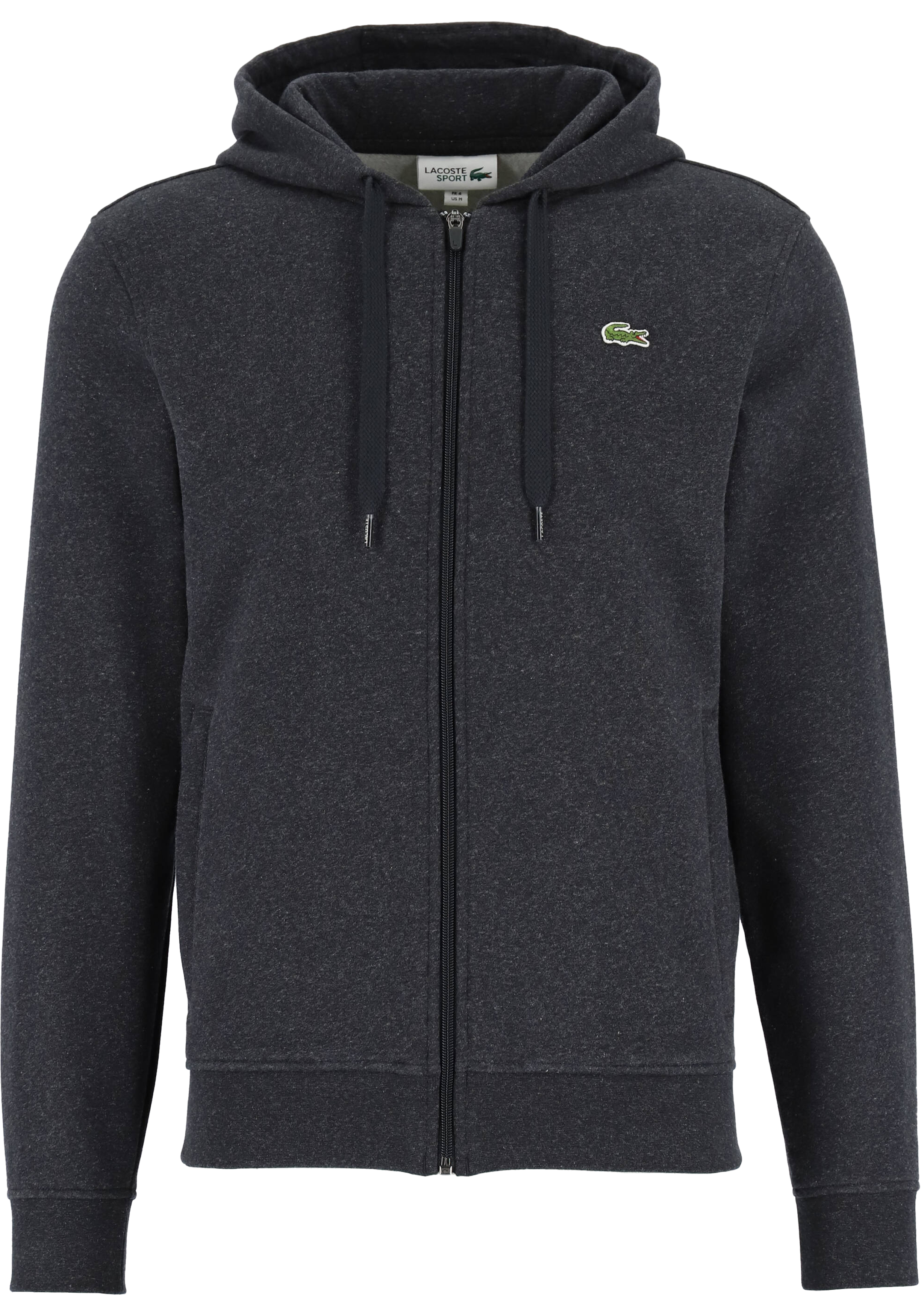 Lacoste heren hoodie sweatvest, met rits, antraciet grijs