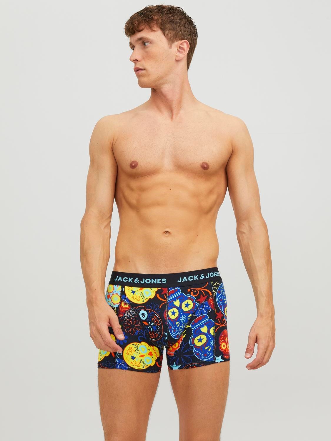 JACK & JONES Jacsugar skull trunks (3-pack), heren boxers normale lengte, zwart en geel