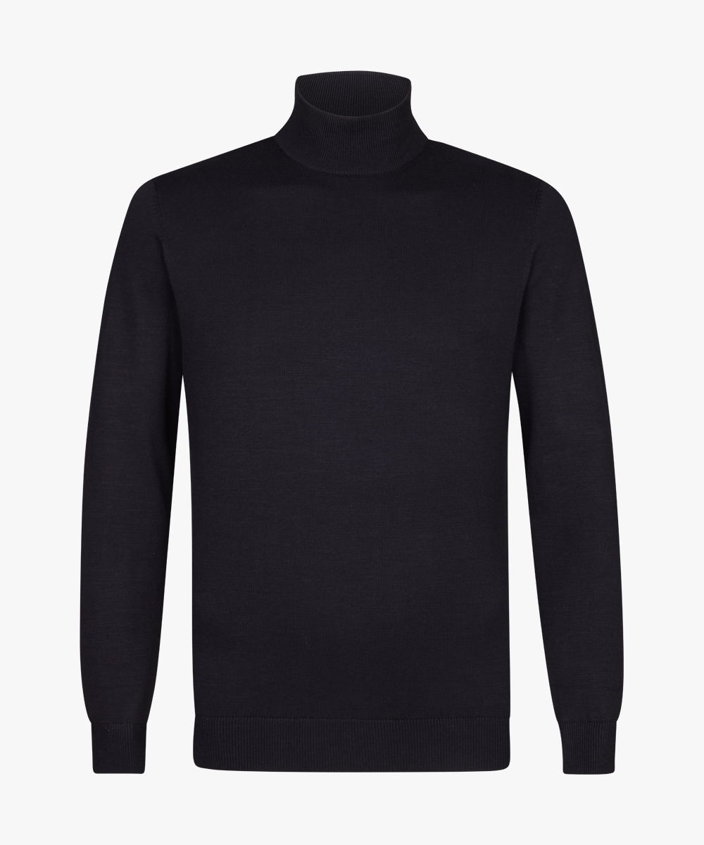 Michaelis heren trui katoenmengsel, slim fit trui met turtleneck, zwart