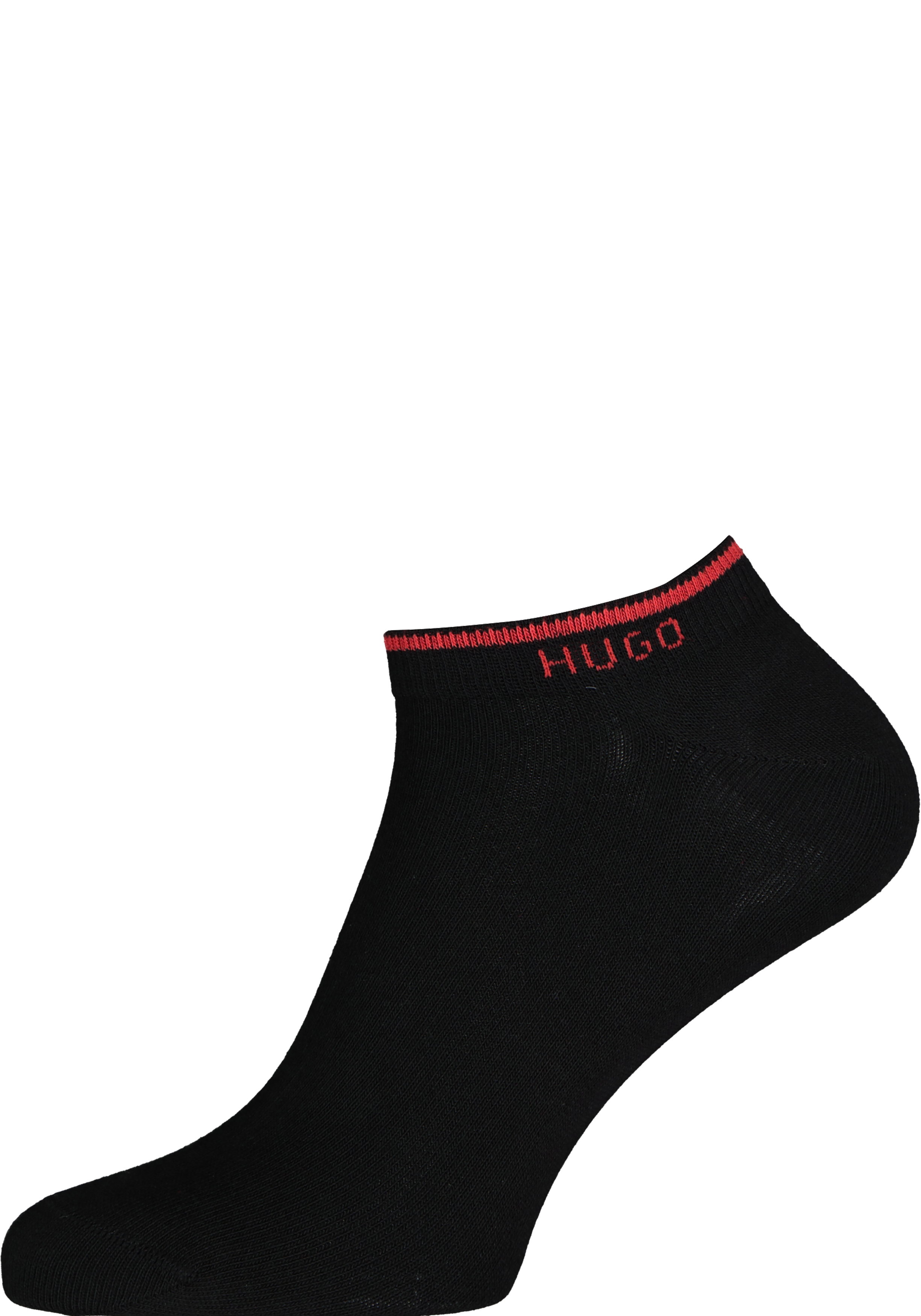 HUGO logo sokken (2-pack), heren enkelsokken, zwart