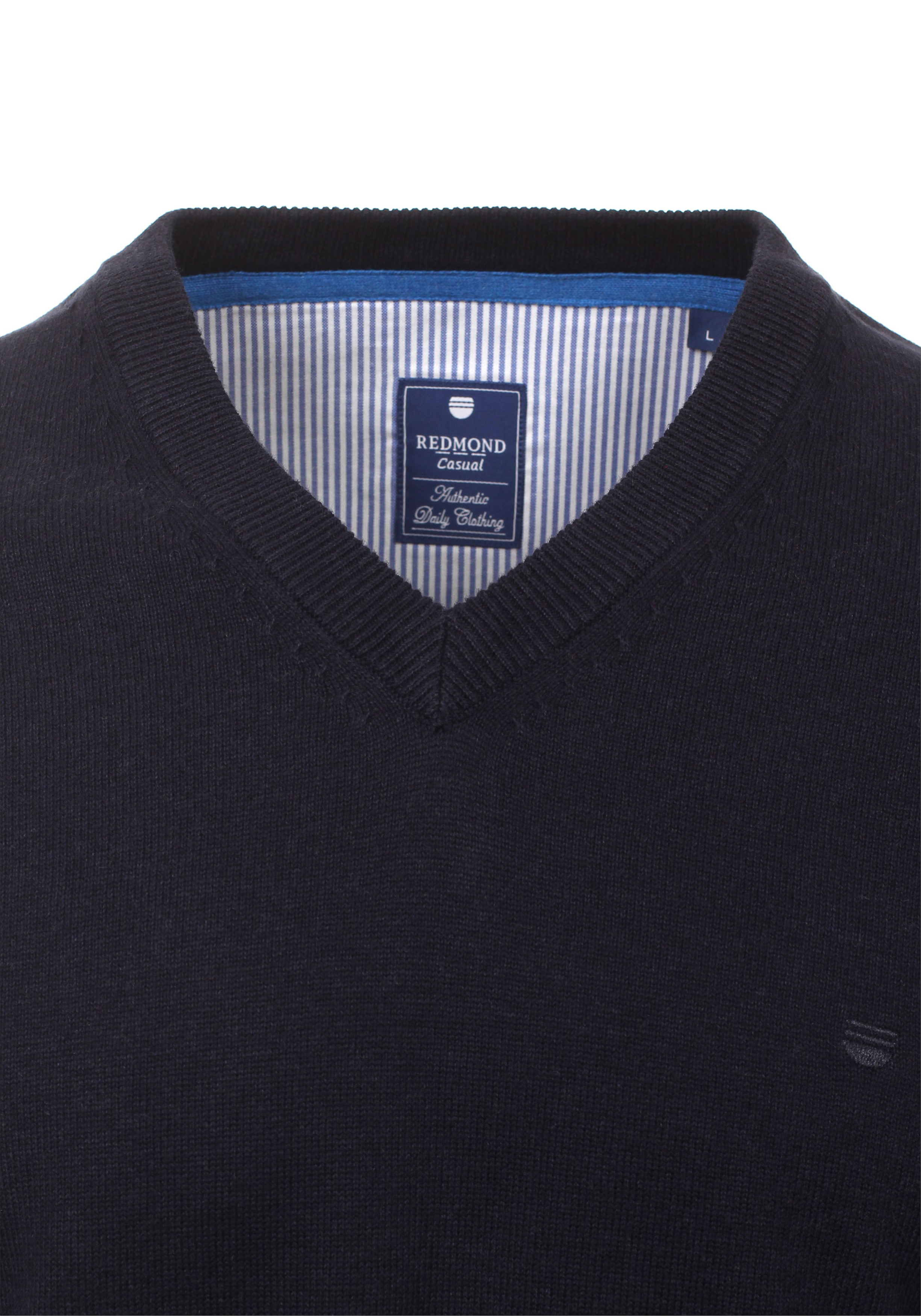 Redmond heren trui katoen, V-hals, marine blauw