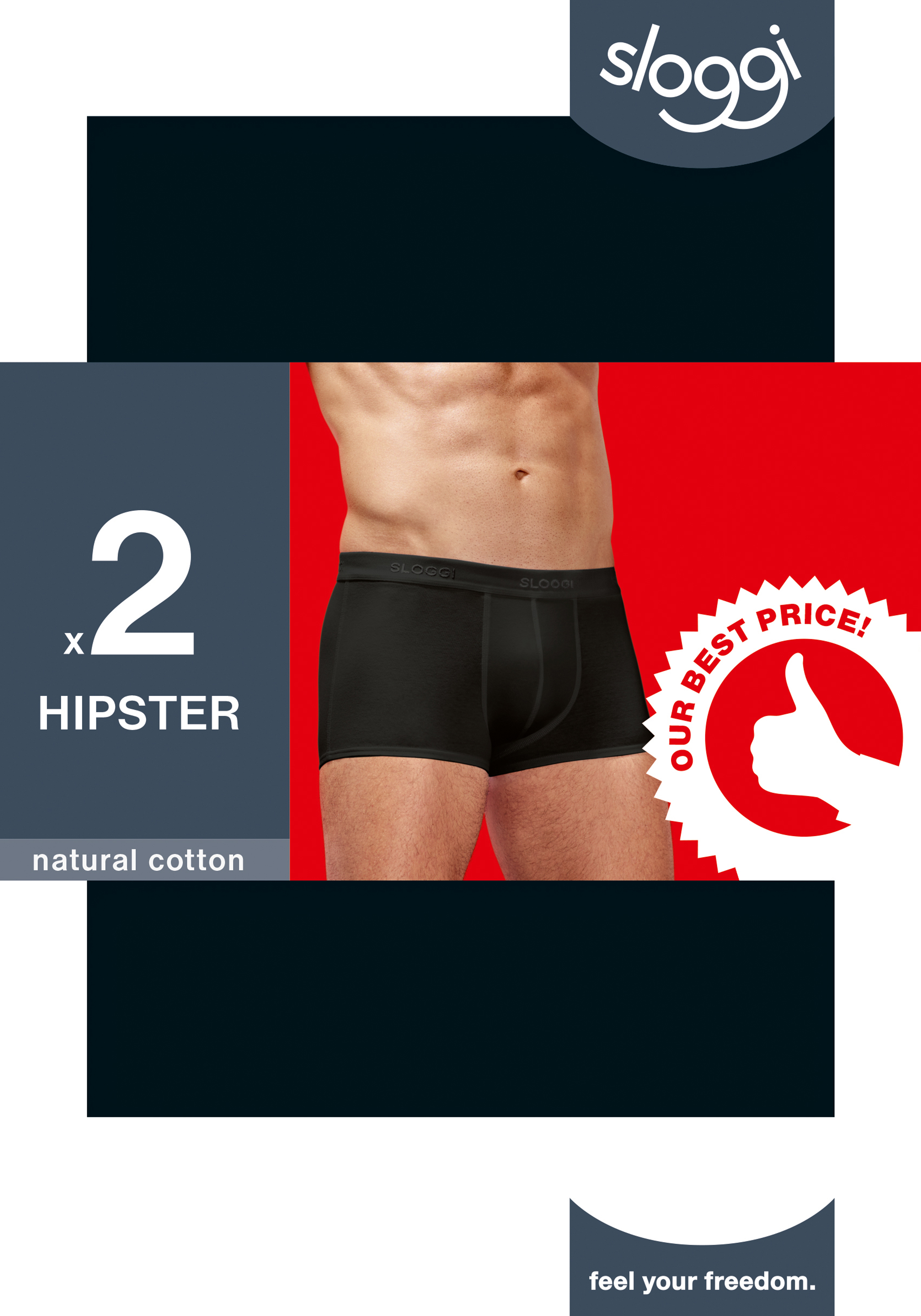 Sloggi Men 24/7 Hipster, heren boxers (2-pack), zwart