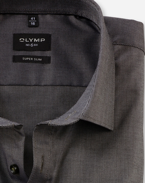 OLYMP No. 6 Six super slim fit overhemd, structuur, olijfgroen