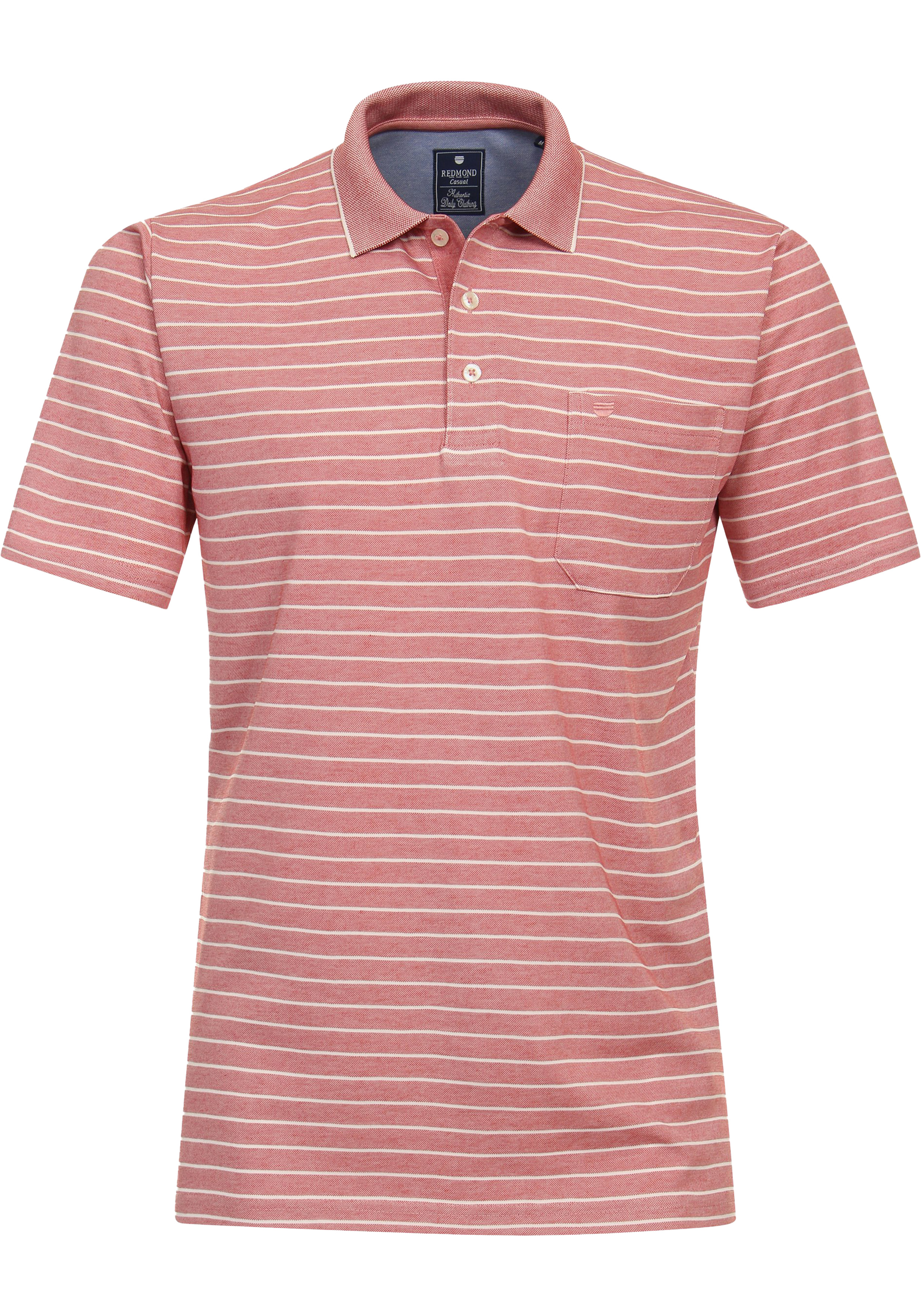 Redmond regular fit heren polo, jersey, rood gestreept