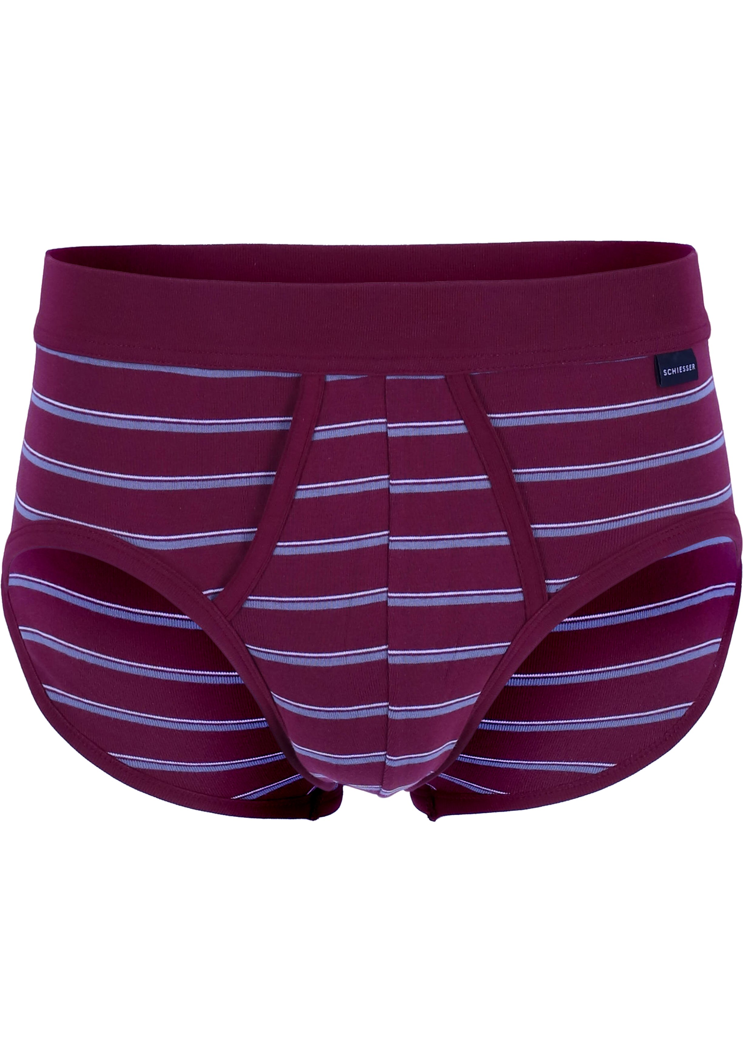 SCHIESSER Original Classics sportslips (2-pack), Feinripp met gulp, bordeaux rood gestreept           