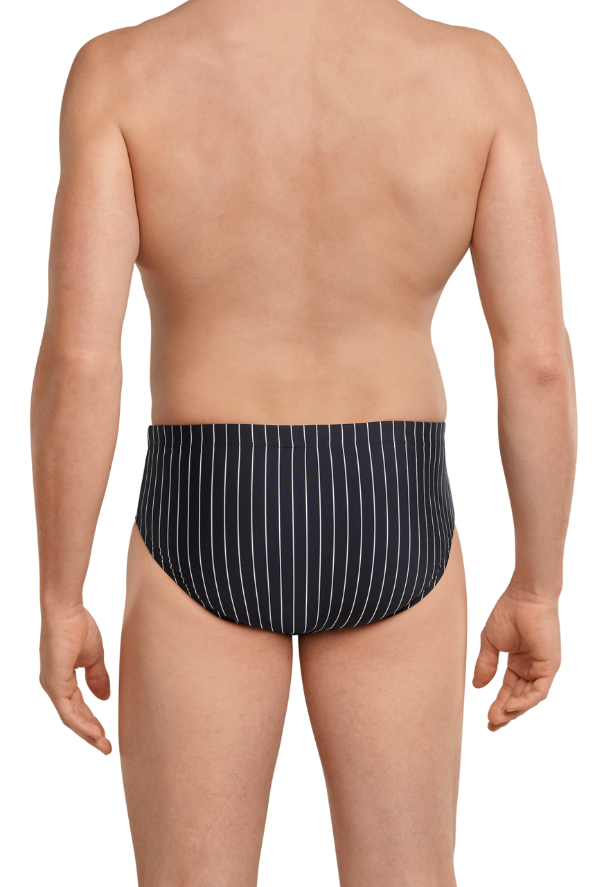 SCHIESSER Nautical Casual heren badkleding, zwemslip met ritszak breiwerk gerecycled strepen zwart