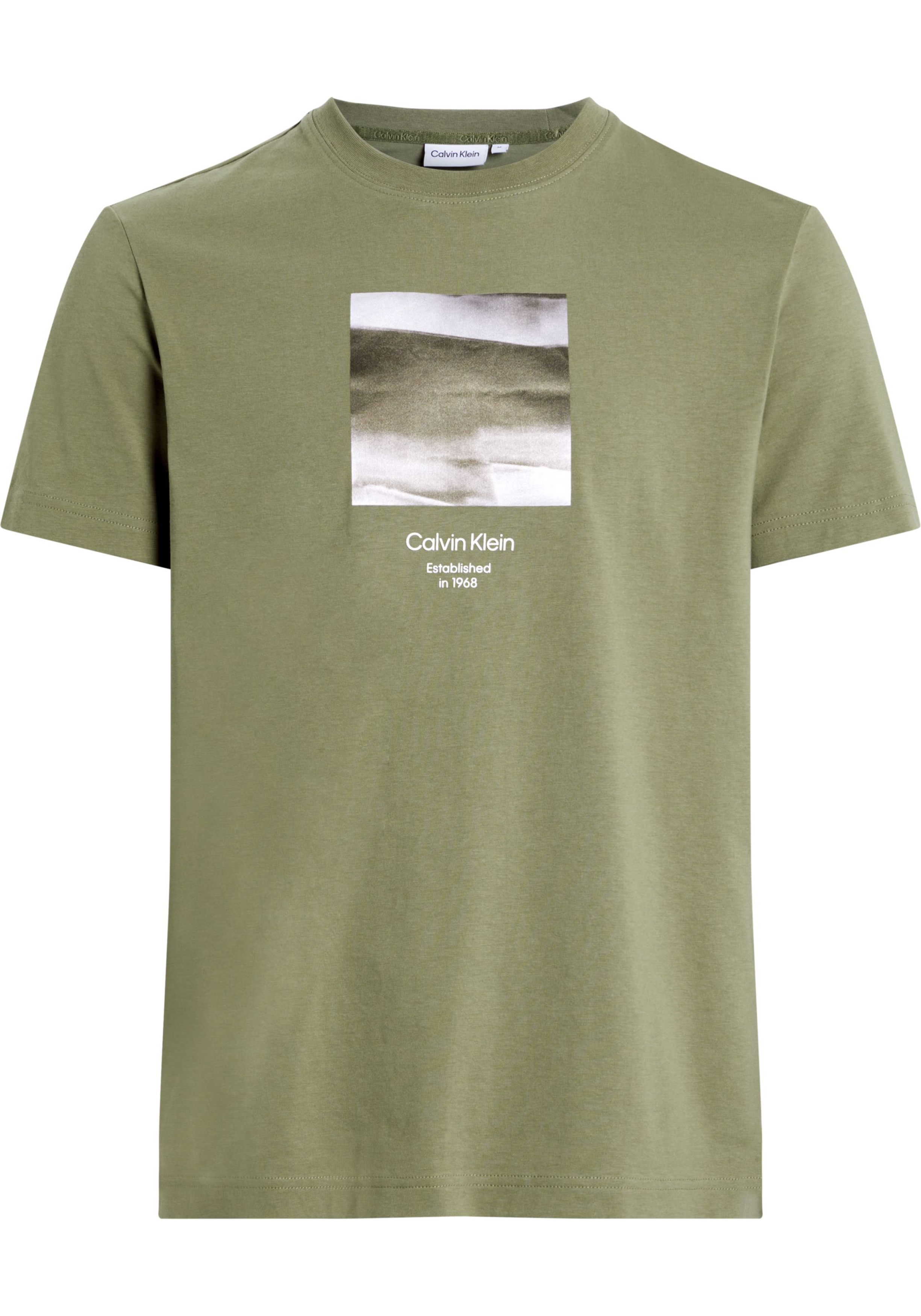 Calvin Klein Diffused Graphic T-shirt, heren T-shirt korte mouw O-hals, groen dessin