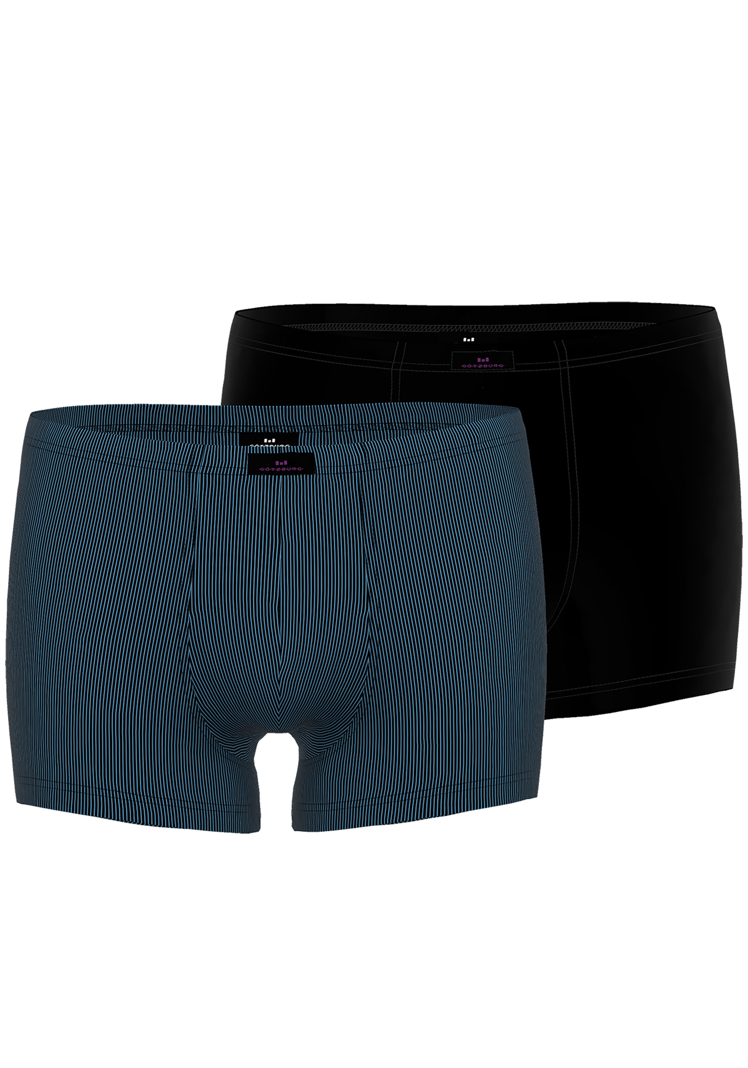 Gotzburg heren boxer normale lengte (2-pack), middenblauw mini dessin