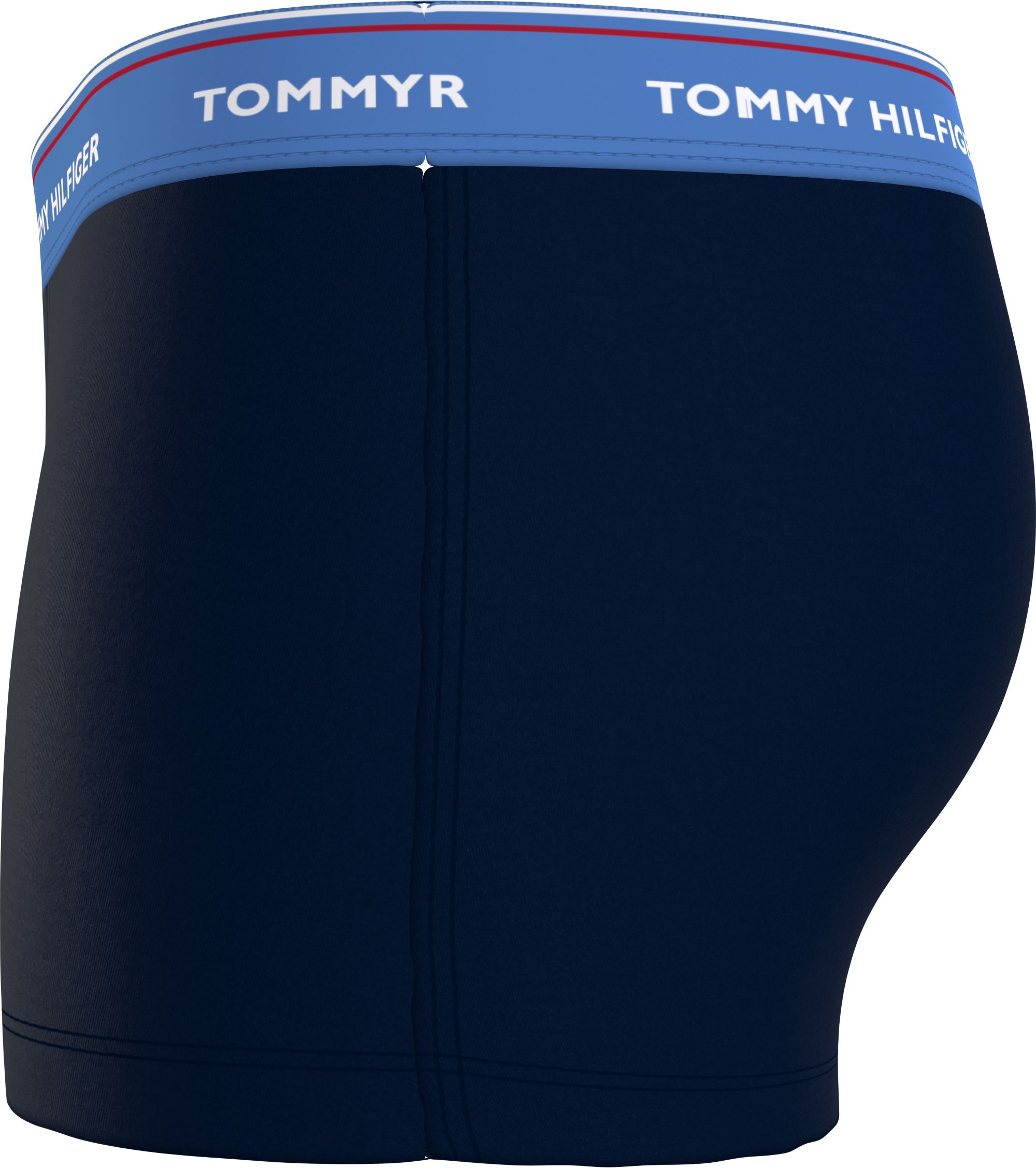 Tommy Hilfiger trunk (3-pack), heren boxers normale lengte, blauw met gekleurde tailleband