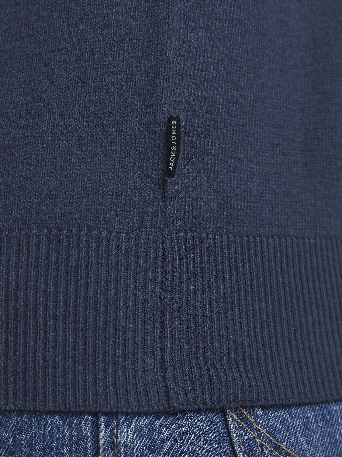 JACK & JONES Emil knit half zip slim fit, heren schipperstrui viscosemengsel met opstaande boord, blauw