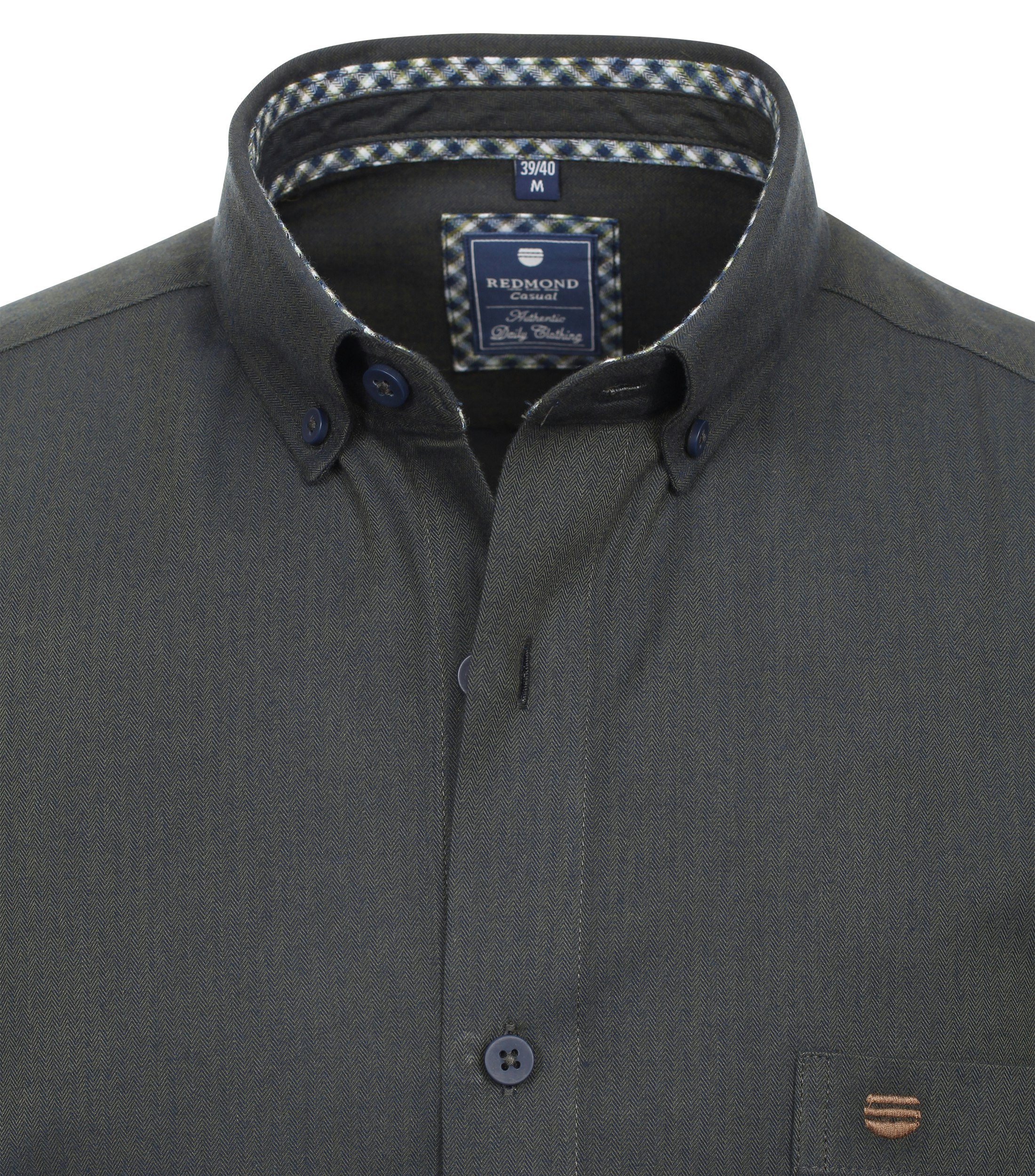 Redmond modern fit overhemd, twill, groen