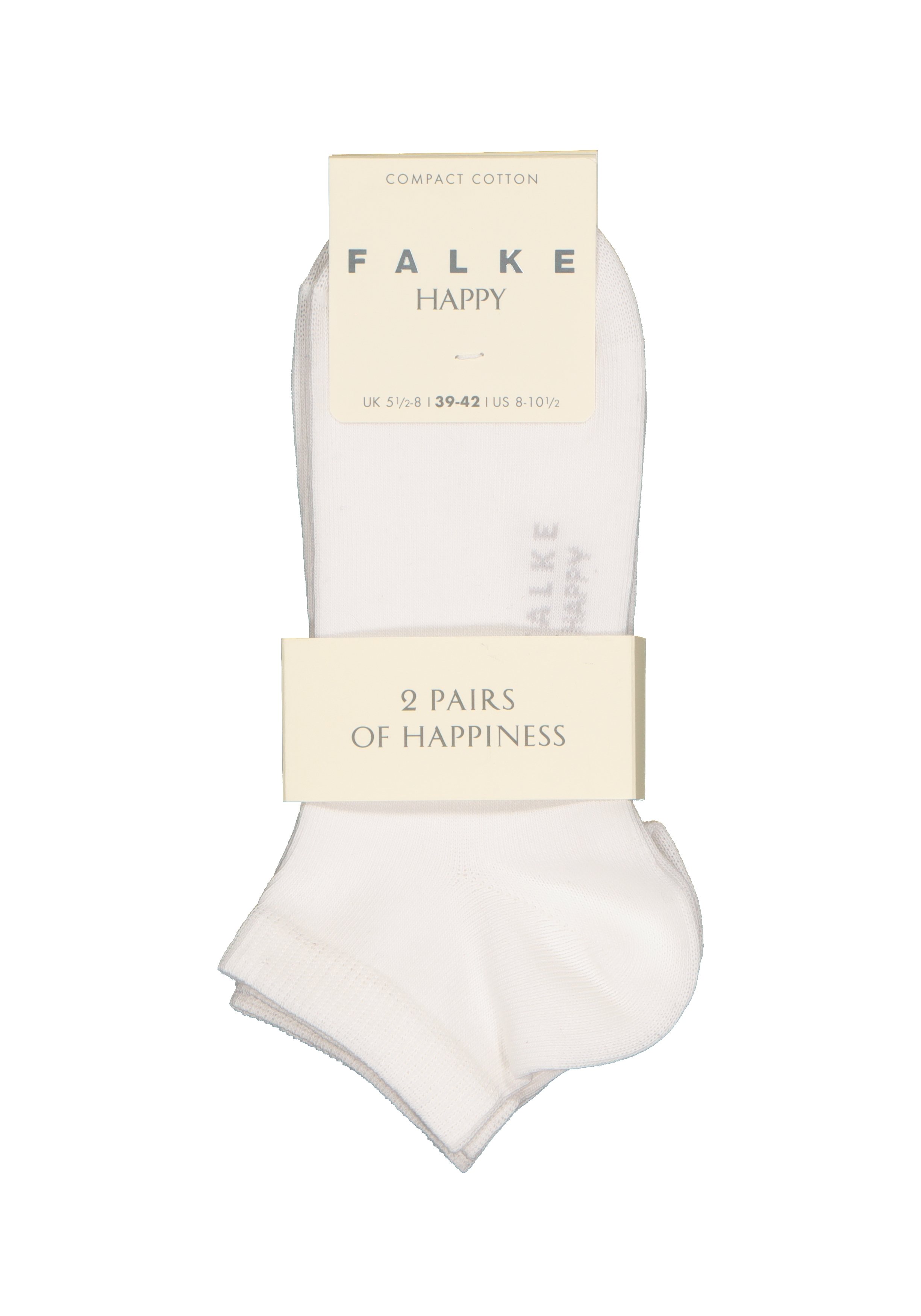 FALKE Happy dames enkelsokken (2-pack), katoen, wit (white)