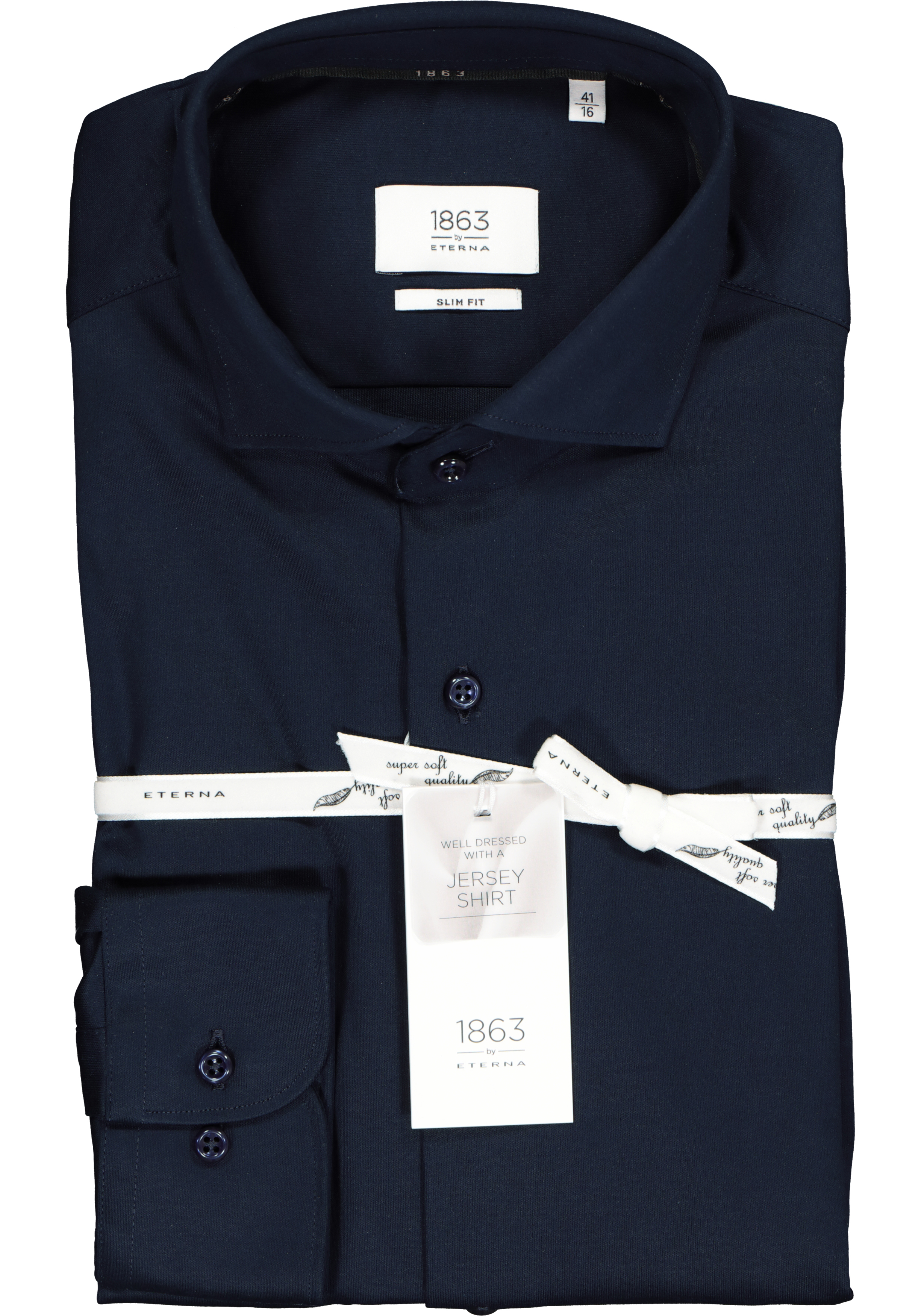 ETERNA 1863 slim fit casual Soft tailoring overhemd, jersey heren overhemd, donkerblauw