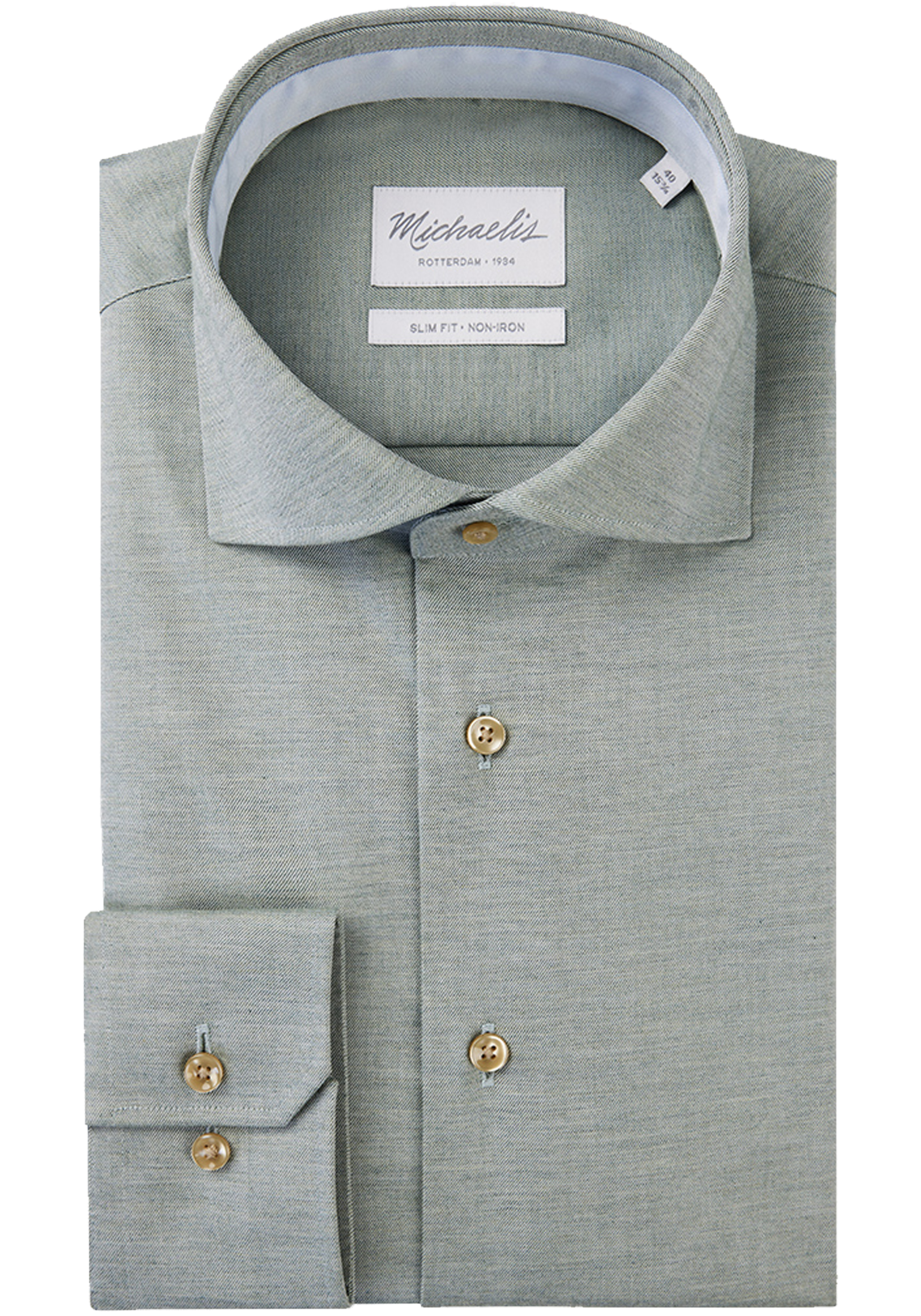 Michaelis slim fit heren overhemd, twill, groen