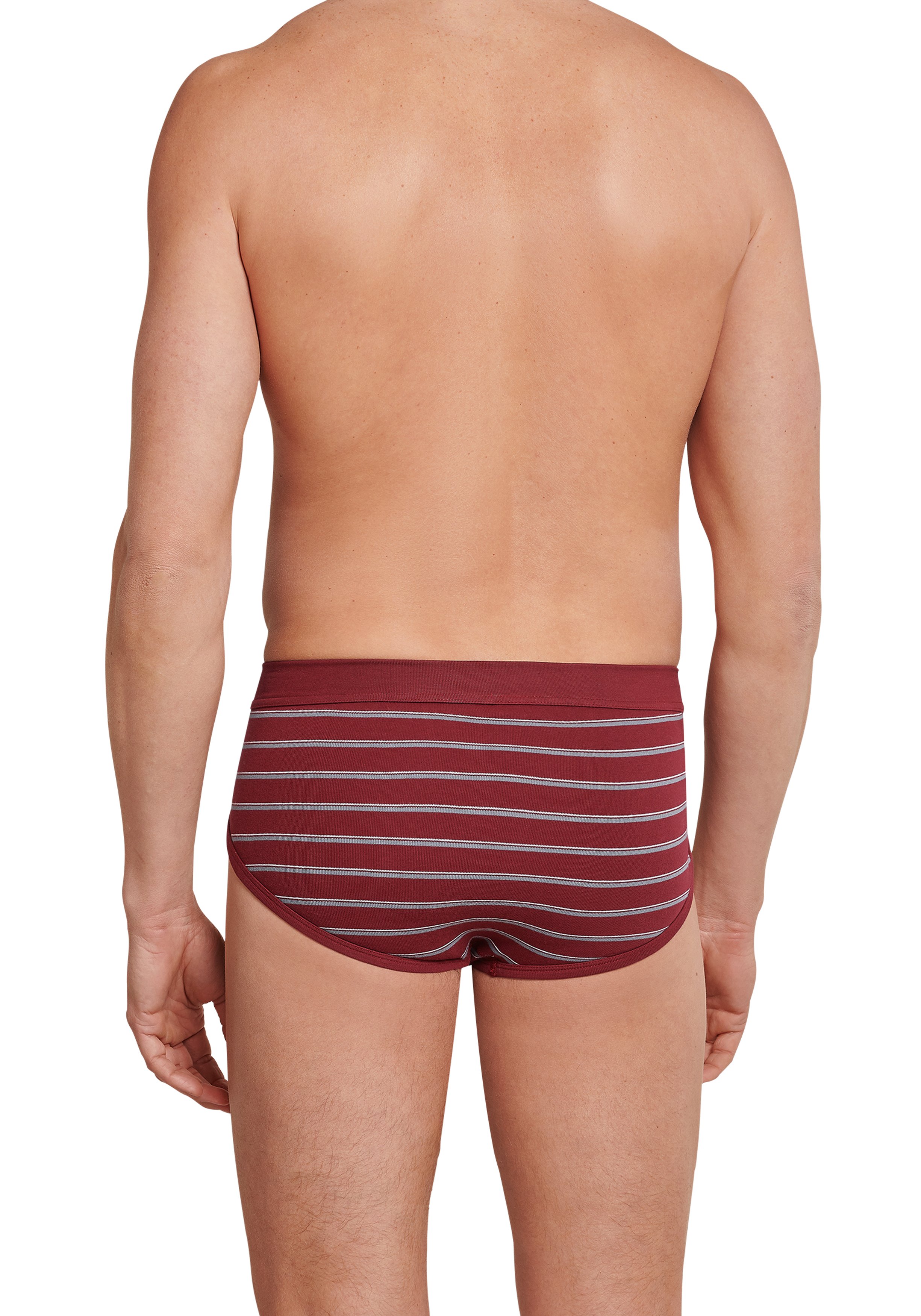 SCHIESSER Original Classics sportslips (2-pack), Feinripp met gulp, bordeaux rood gestreept           