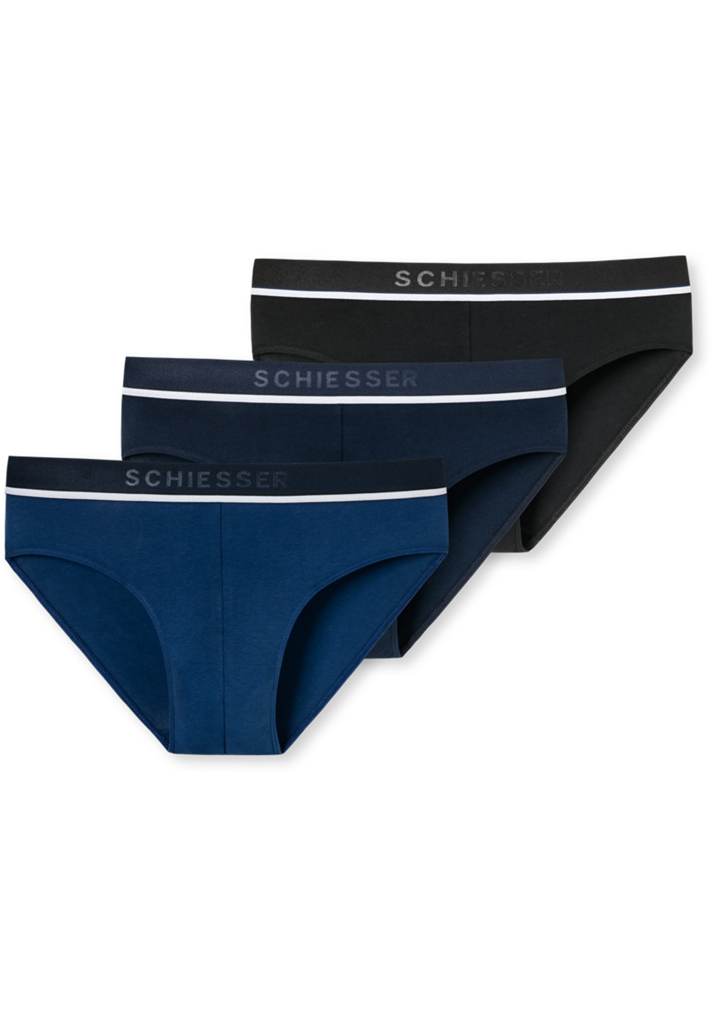 SCHIESSER 95/5 rioslips (3-pack), zwart, blauw en donkerblauw