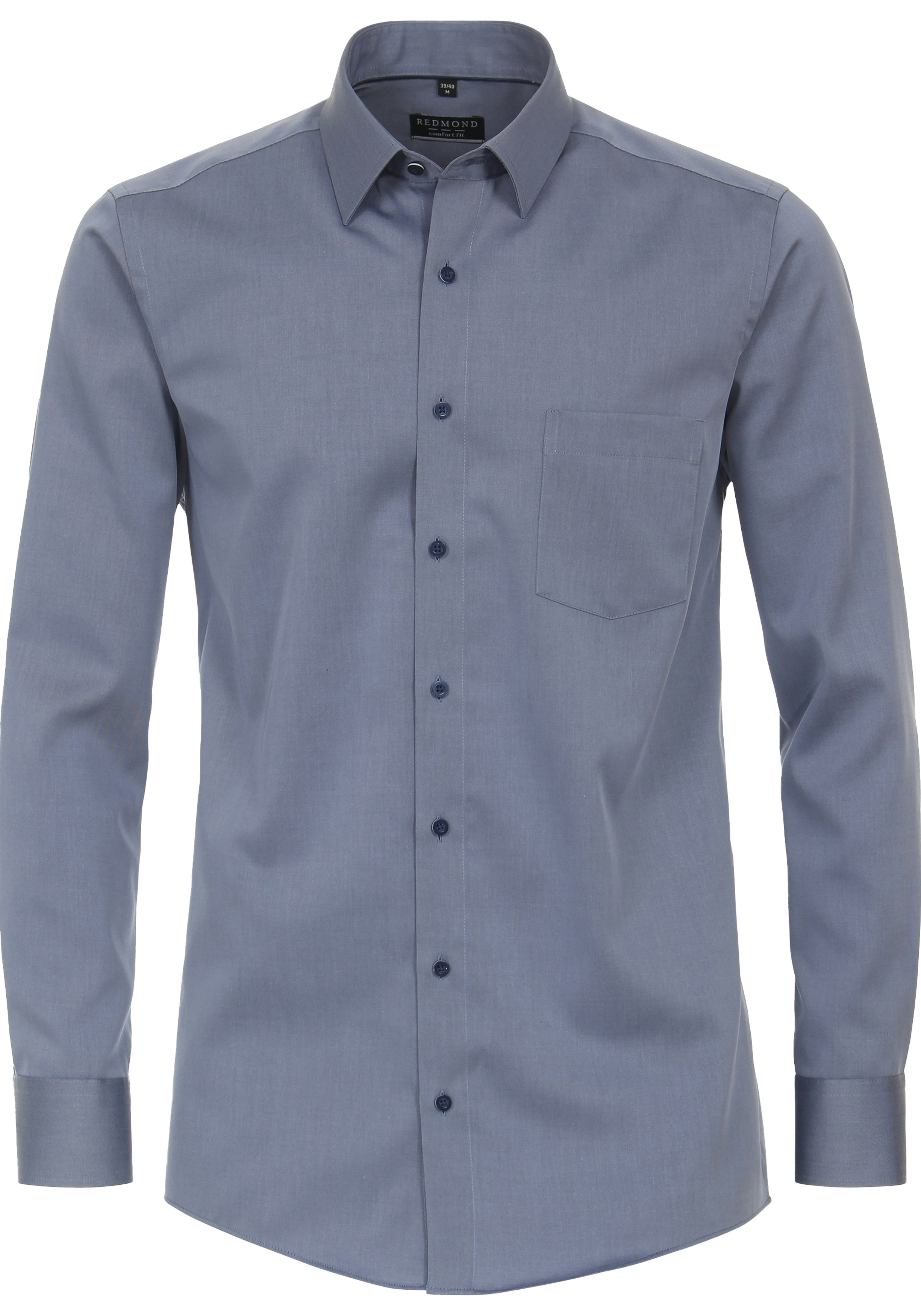 Redmond modern fit overhemd, popeline, blauw