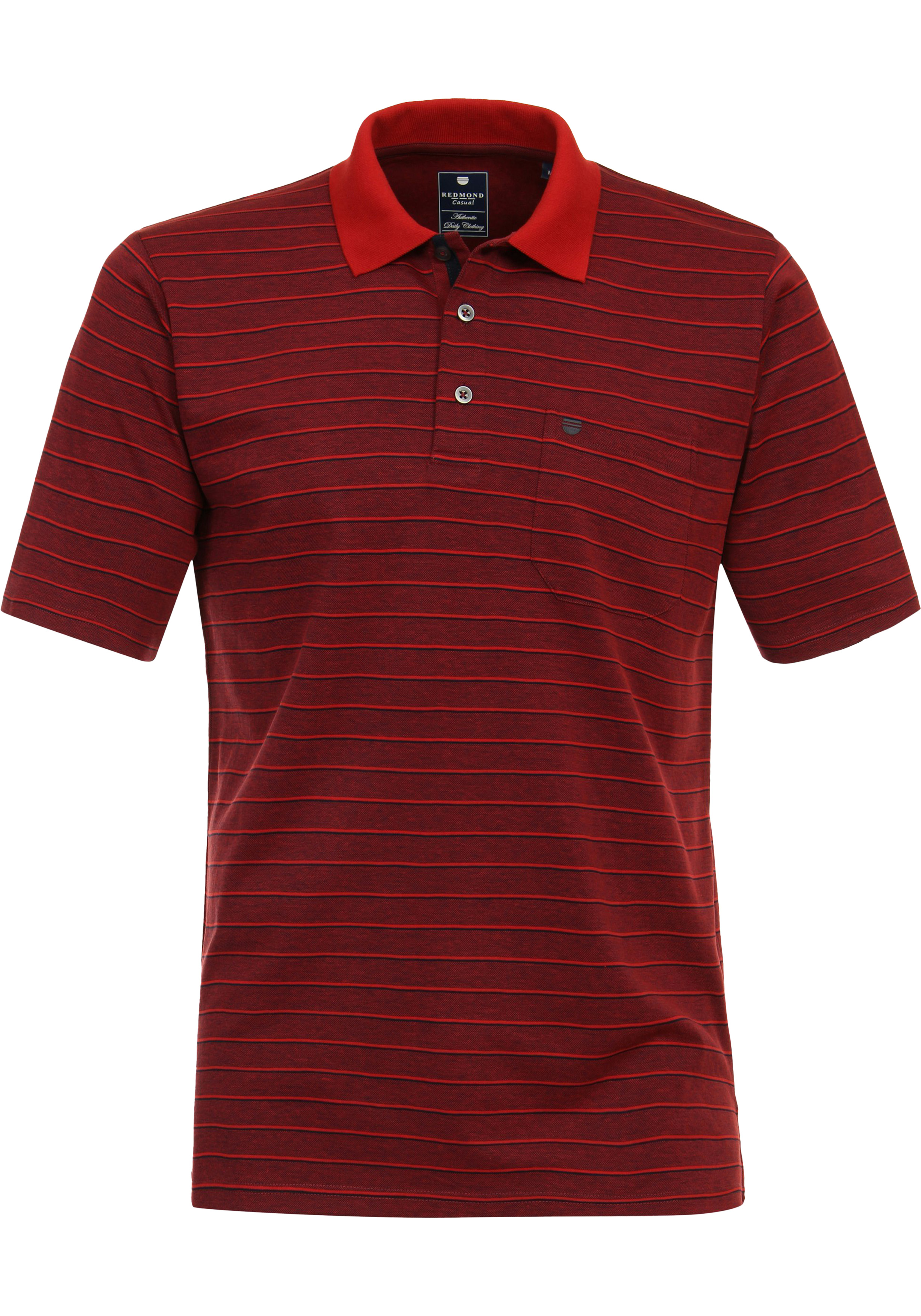 Redmond regular fit heren polo, pique, rood gestreept