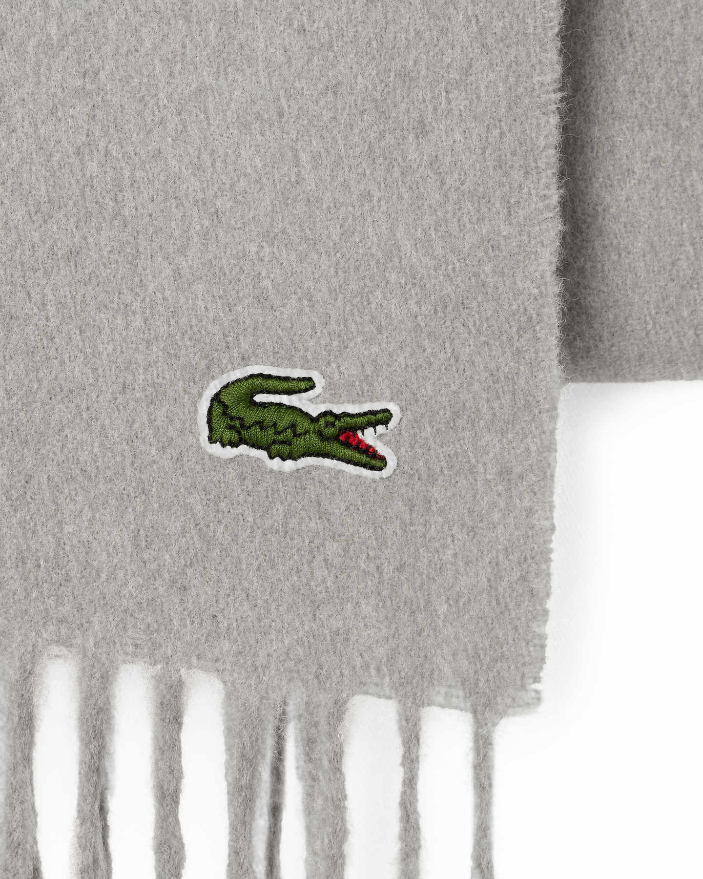 Lacoste sjaal wol met kasjmier, unisex gewoven sjaal, grijs melange