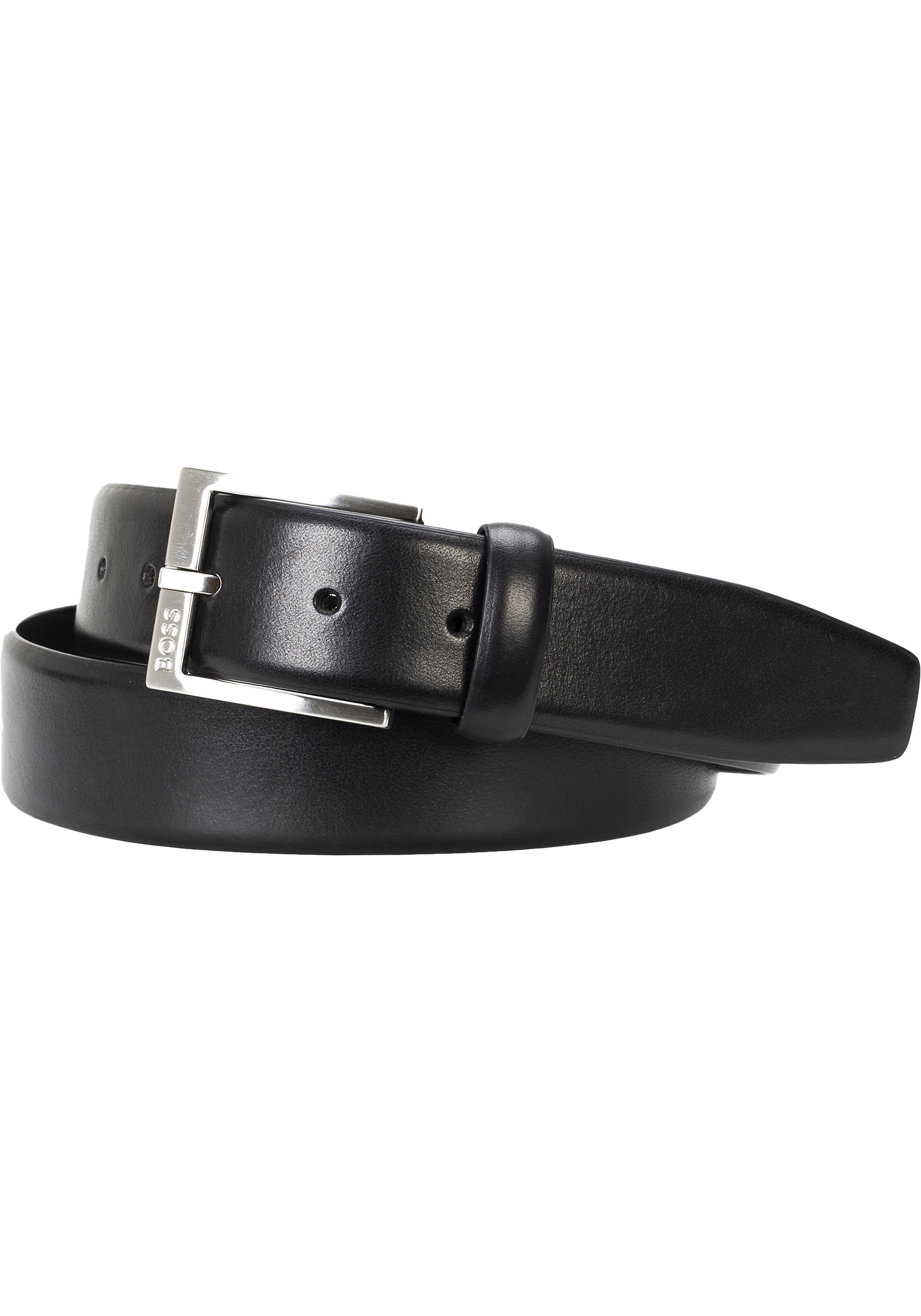 BOSS leren heren riem, zwart