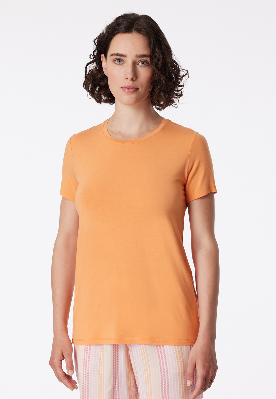 SCHIESSER Mix+Relax T-shirt, dames shirt korte mouw modal perzik oranje