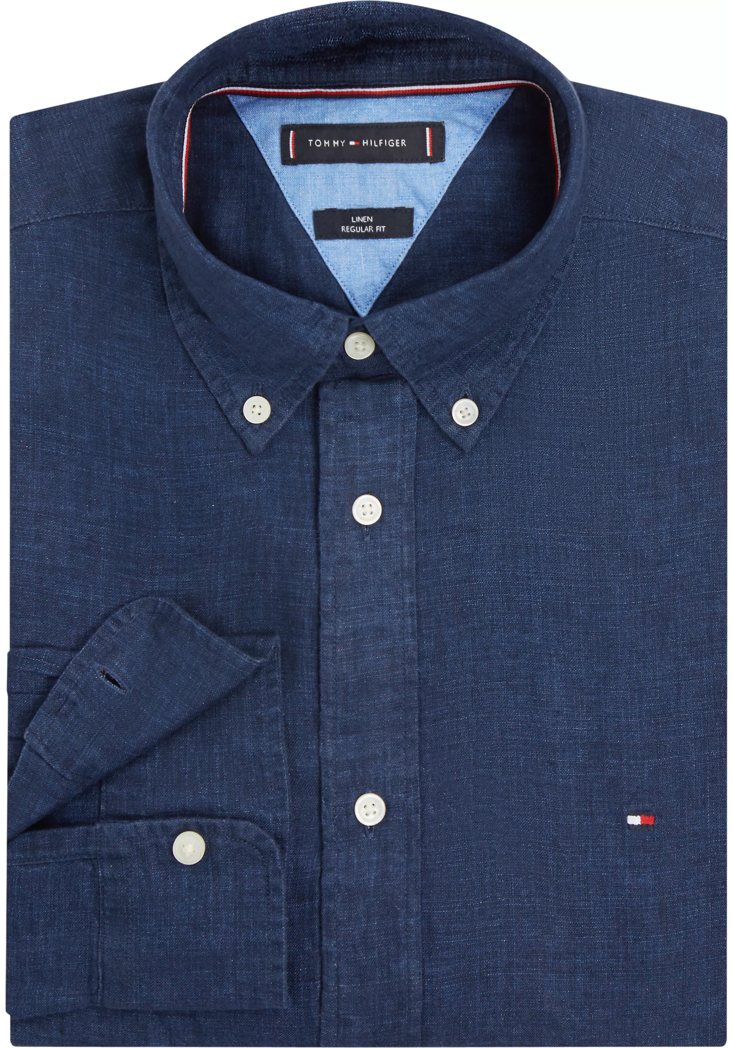 Tommy Hilfiger Pigment Dyed Regular Fit Shirt, popeline, donkerblauw