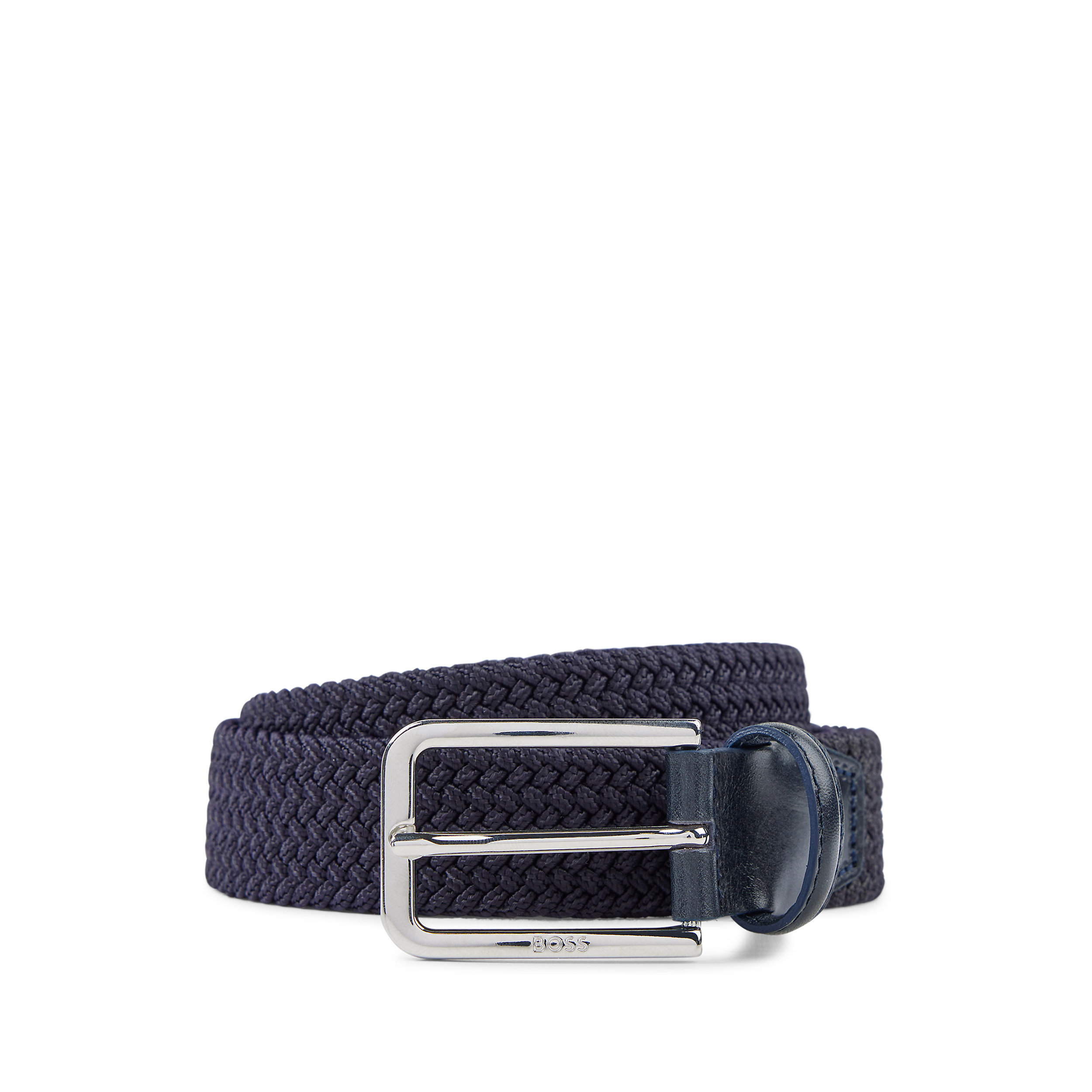 BOSS leren heren riem, navy blauw