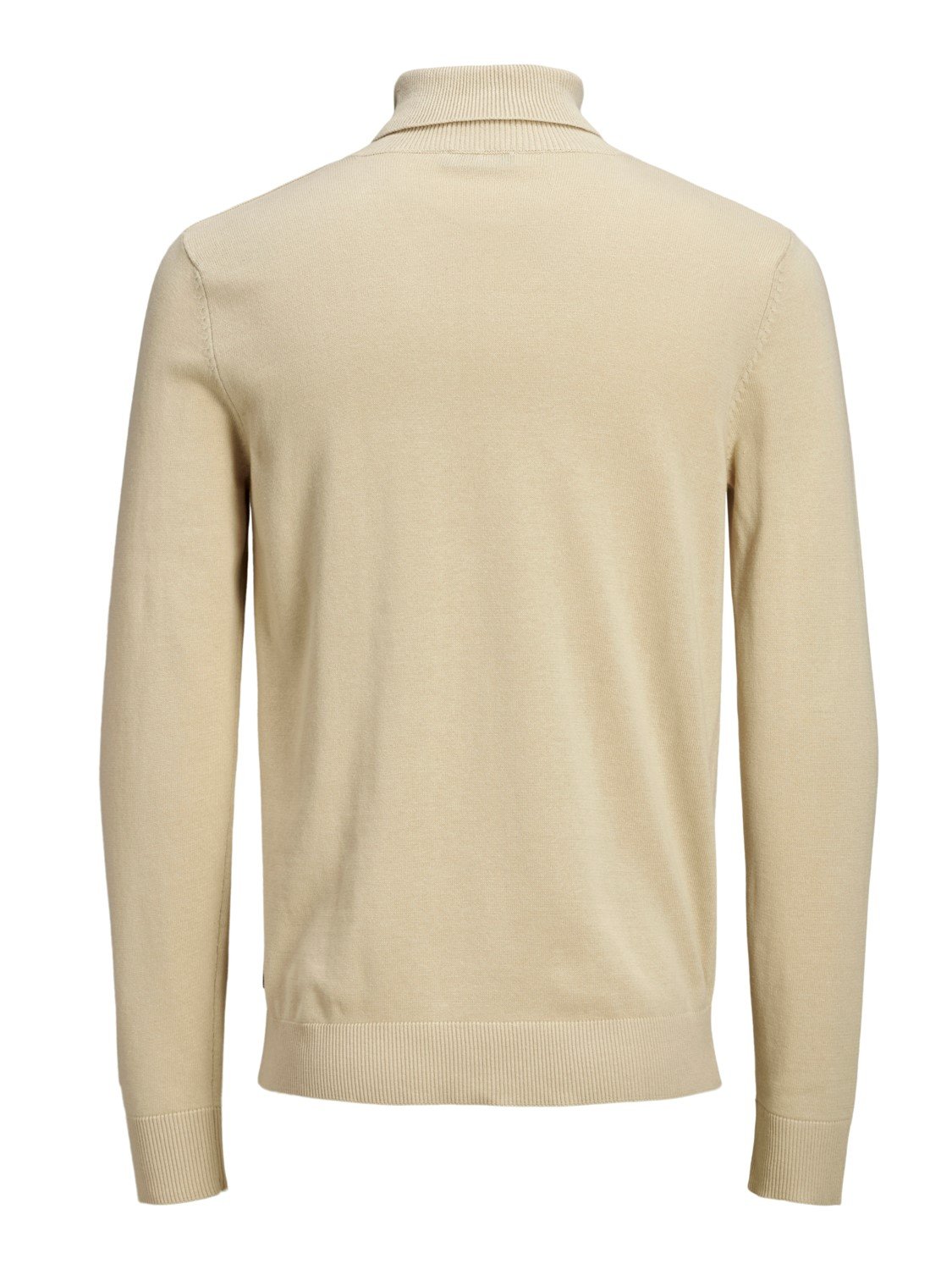 JACK & JONES Emil knit roll neck slim fit, heren pullover viscosemengsel met col, beige melange