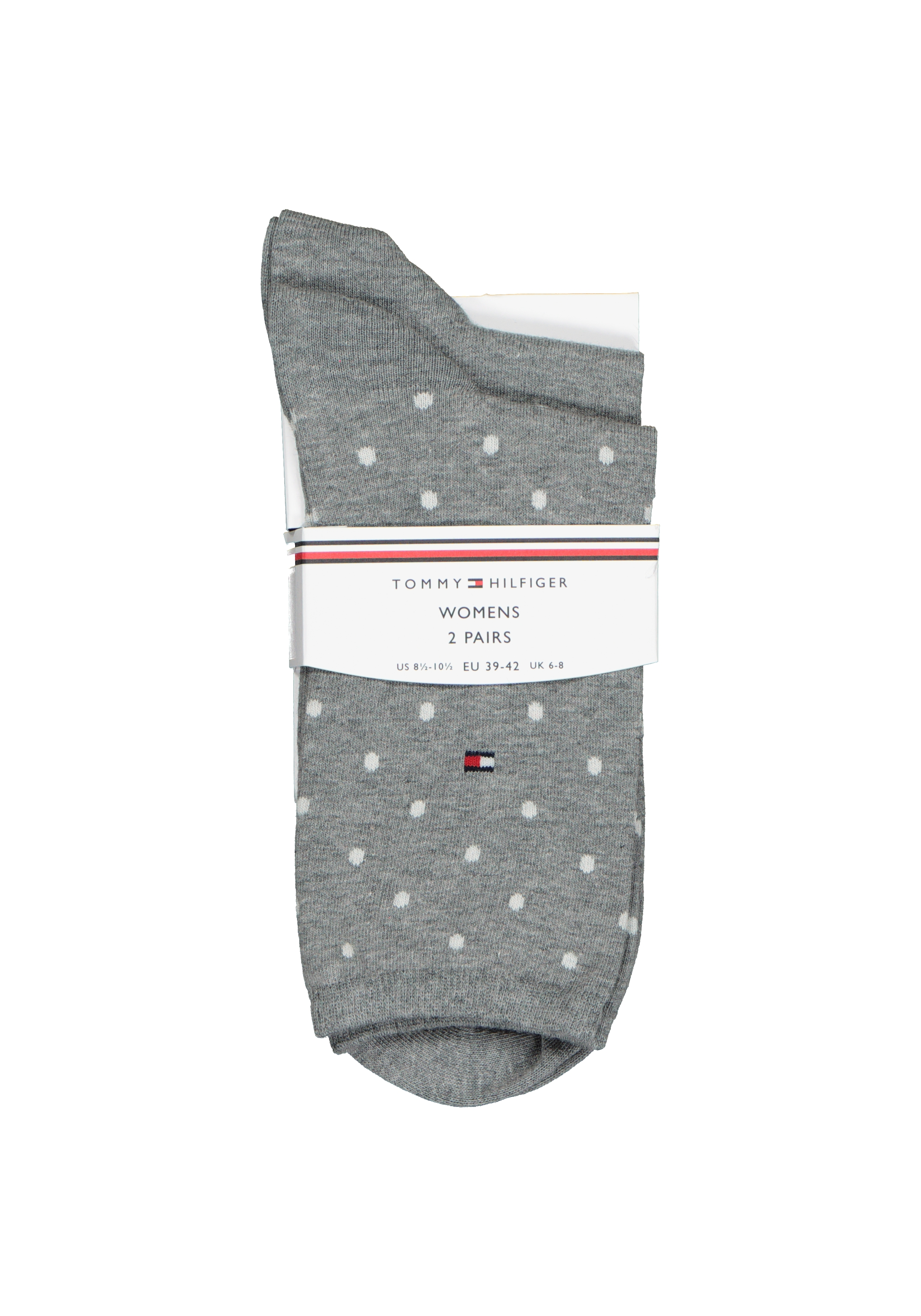 Tommy Hilfiger damessokken Dot (2-pack), uni en gestipt katoen, grijs met wit