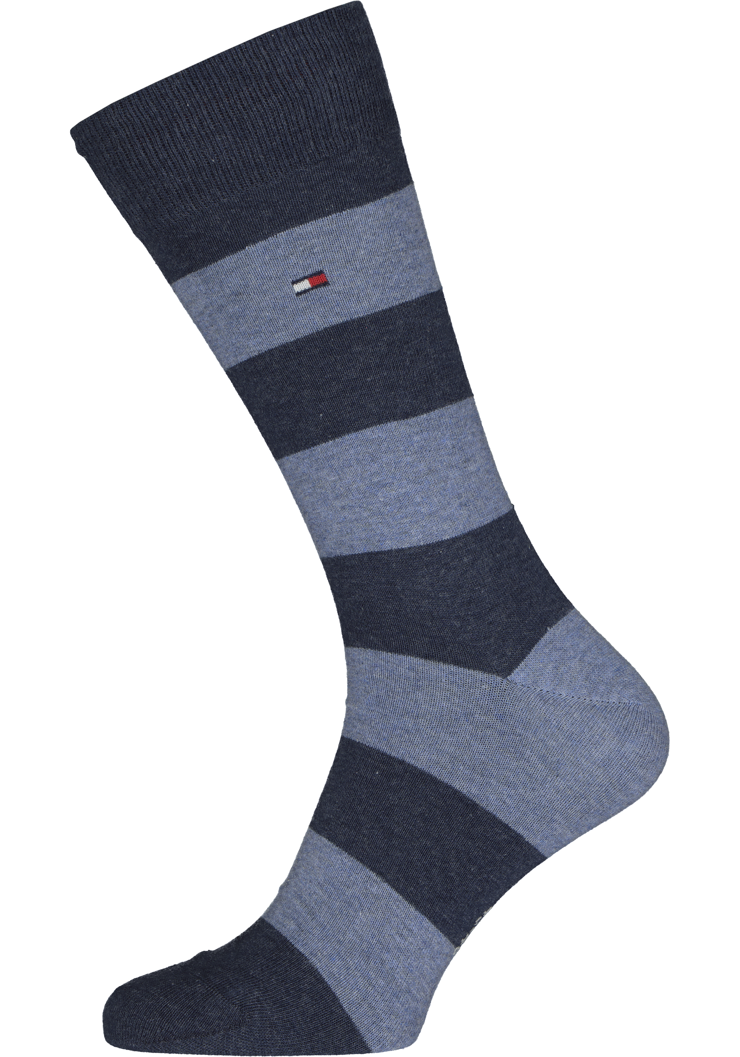 Tommy Hilfiger Rugby Stripe Socks (2-pack), herensokken katoen gestreept en uni, jeans blauw