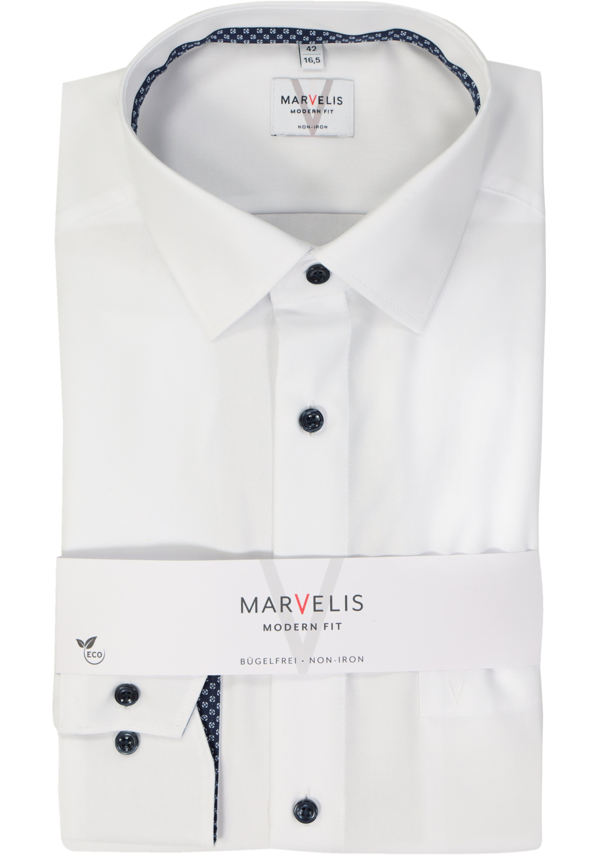 MARVELIS modern fit overhemd, popeline, wit