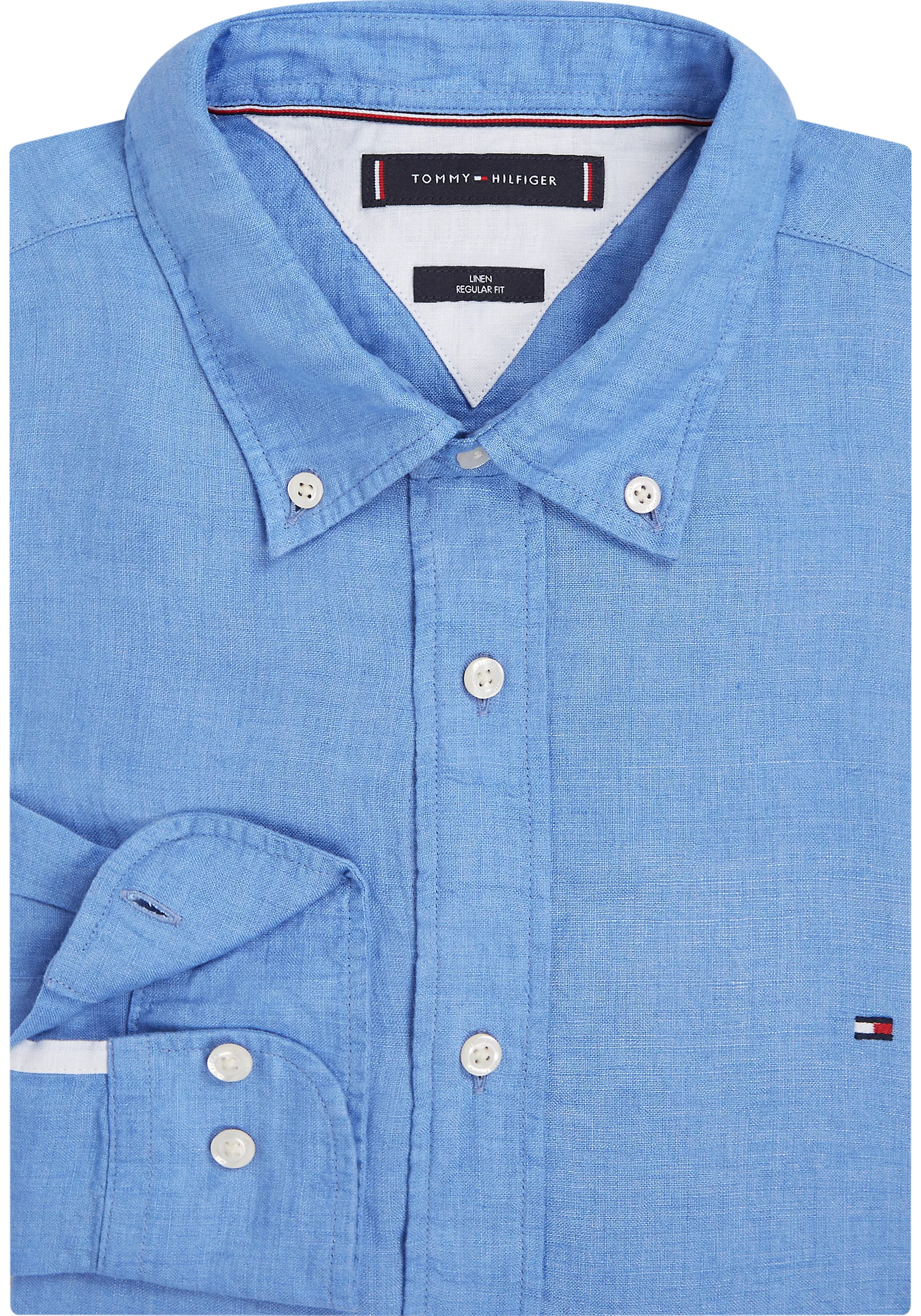 Tommy Hilfiger Pigment Dyed Regular Fit Shirt, popeline, middenblauw