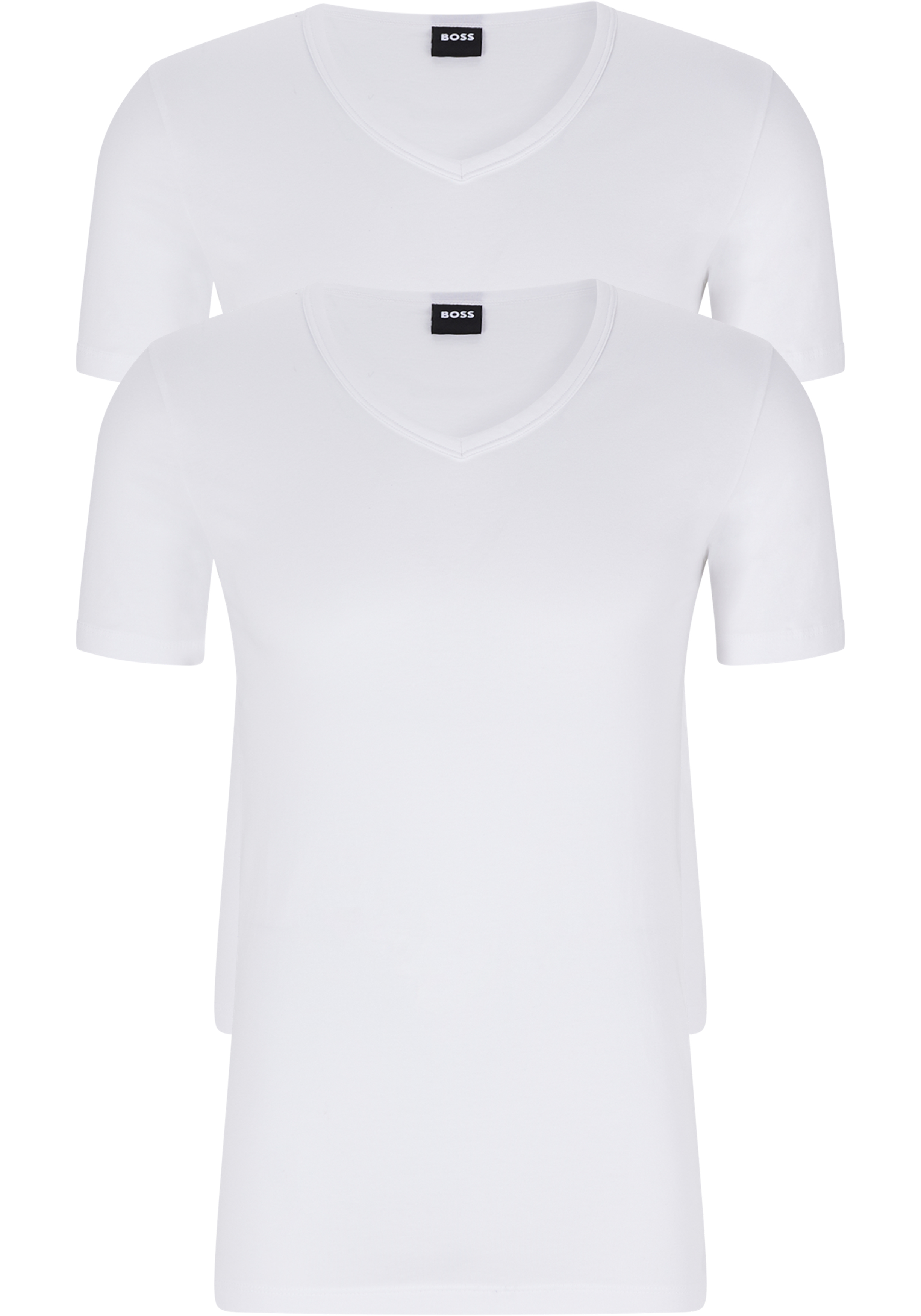 HUGO BOSS Modern stretch T-shirts slim fit (2-pack), heren T-shirts V-hals, wit