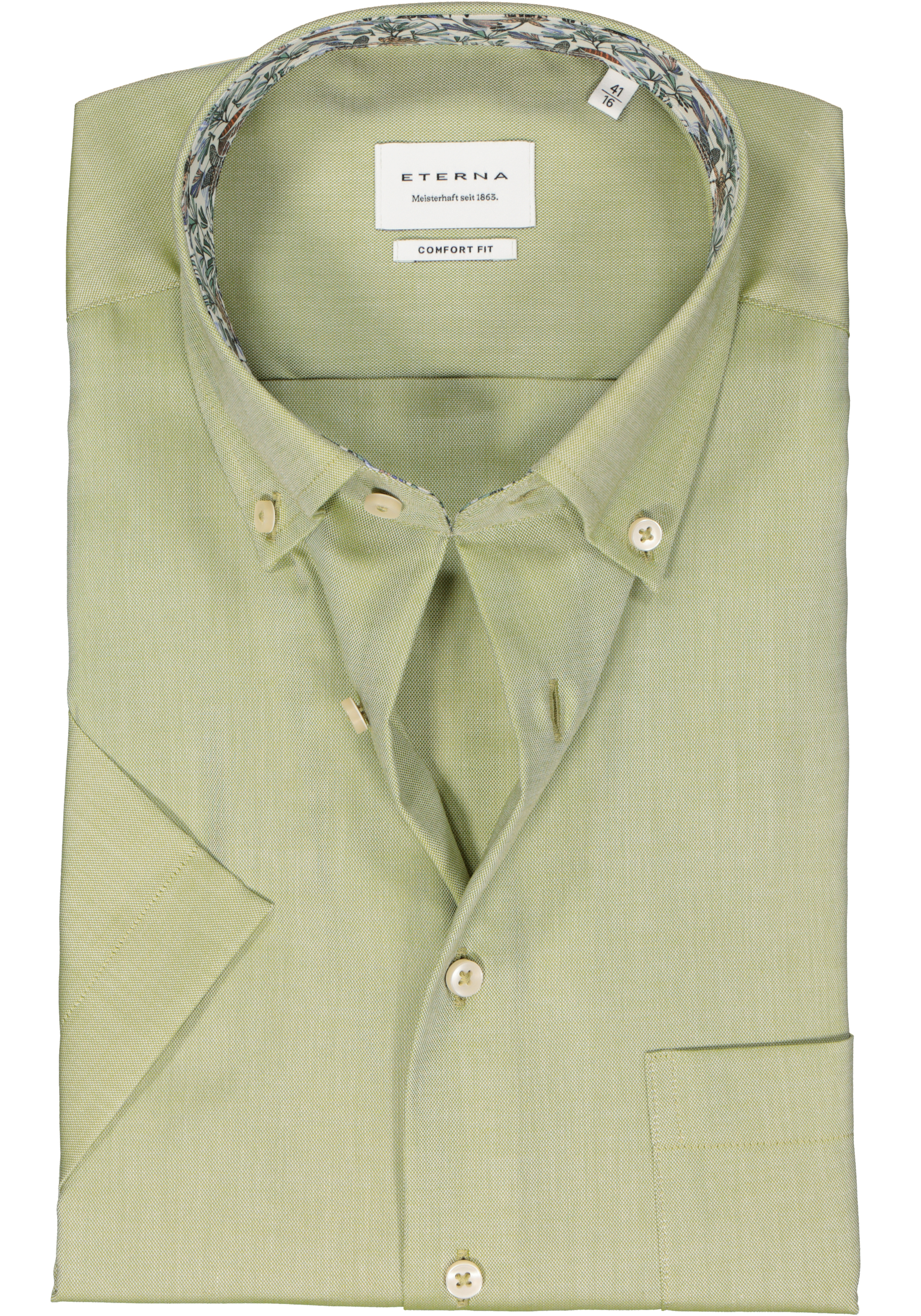 ETERNA comfort fit overhemd korte mouw, Oxford, groen (contrast)