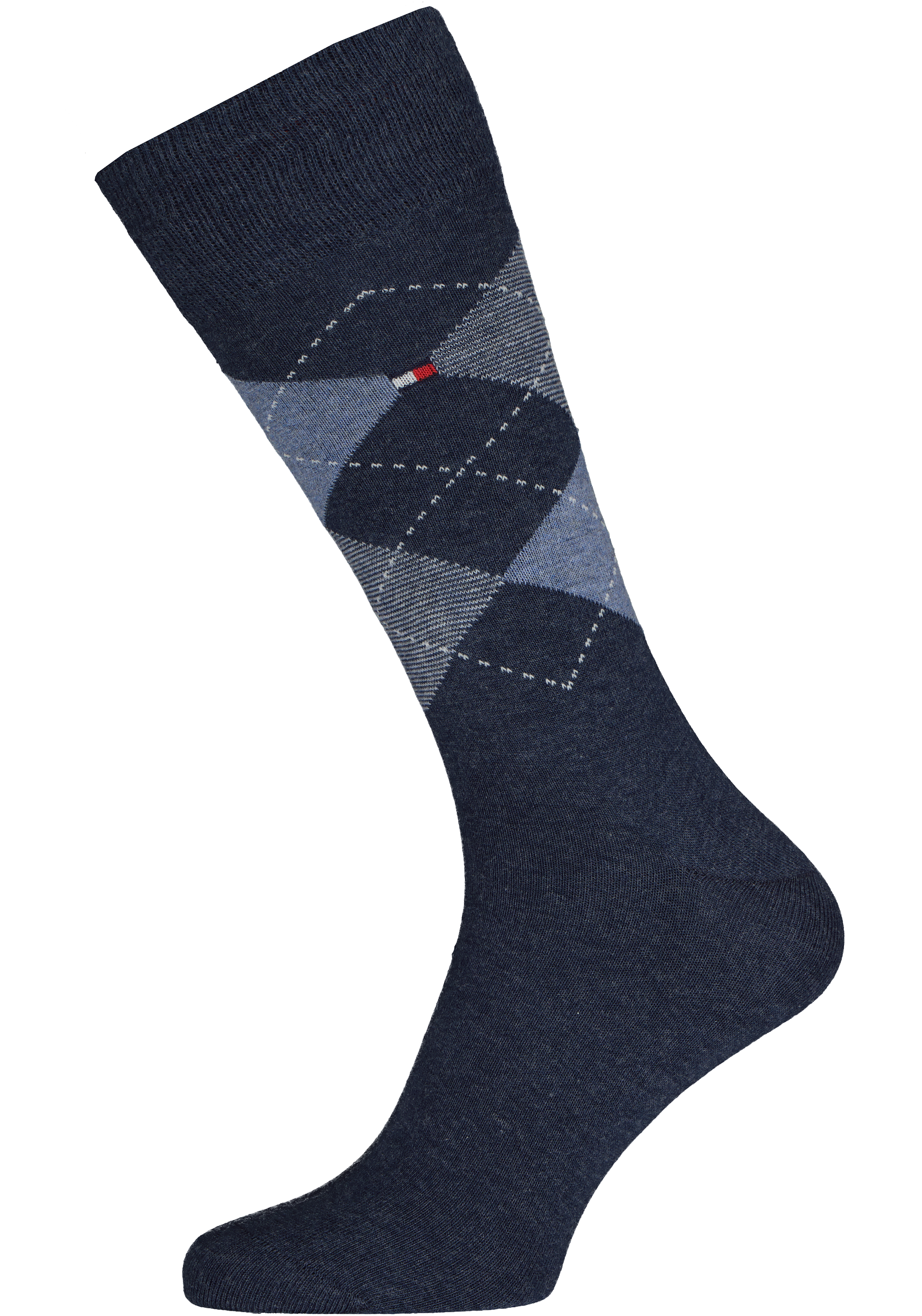 Tommy Hilfiger Check Socks (2-pack), herensokken katoen, geruit en uni, jeans blauw