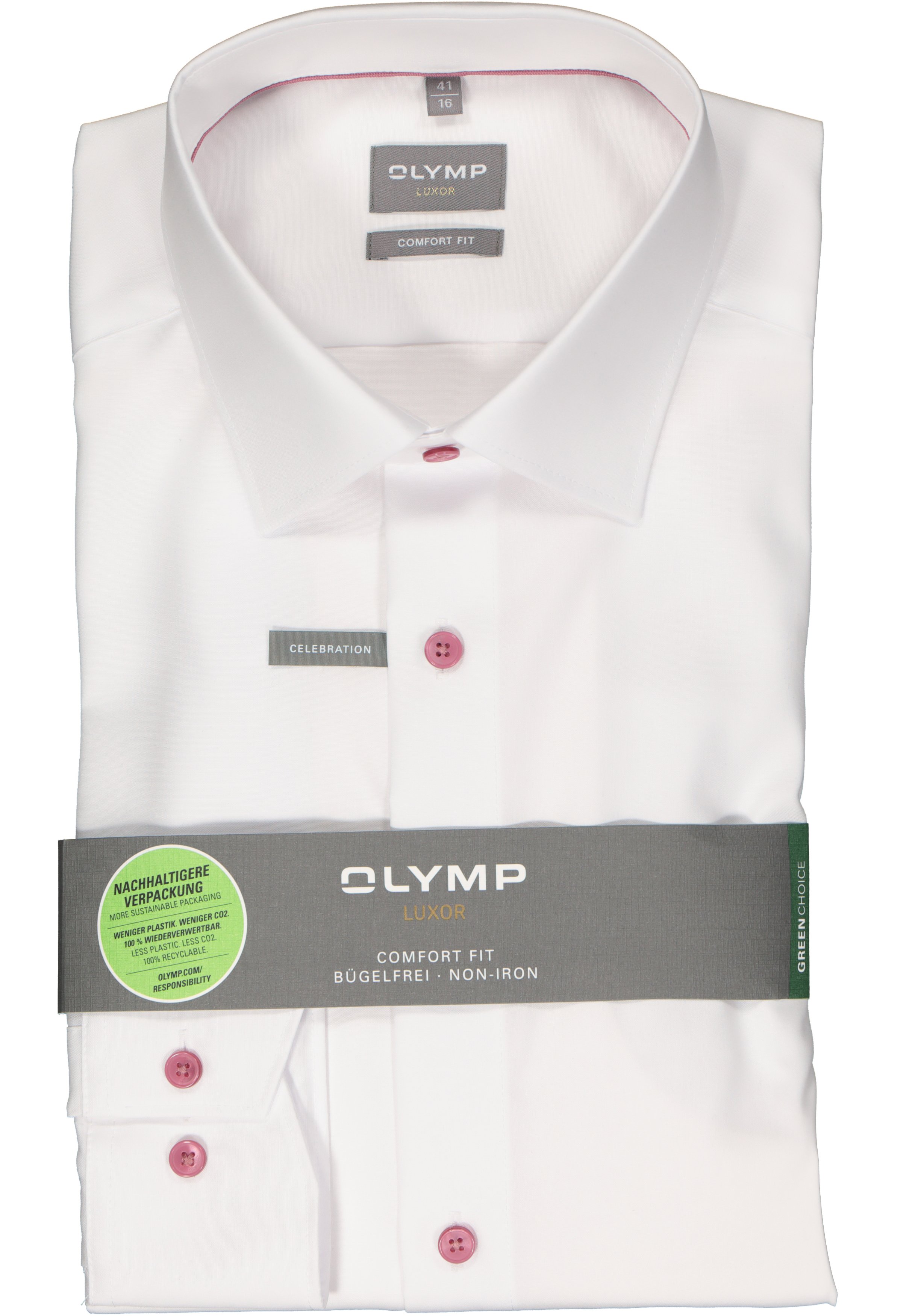 OLYMP comfort fit overhemd, popeline, wit