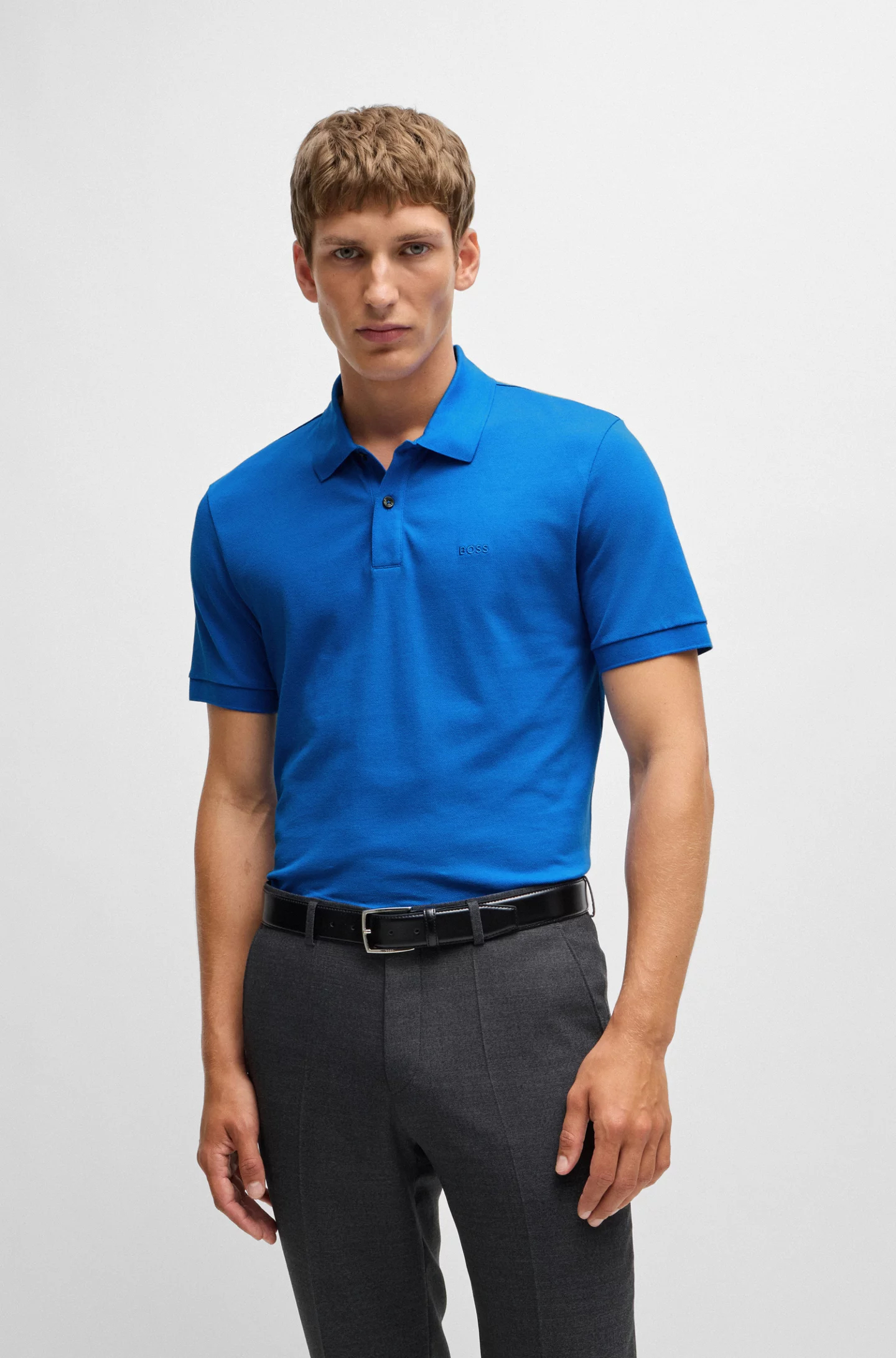 BOSS Pallas regular fit polo, pique, kobalt blauw