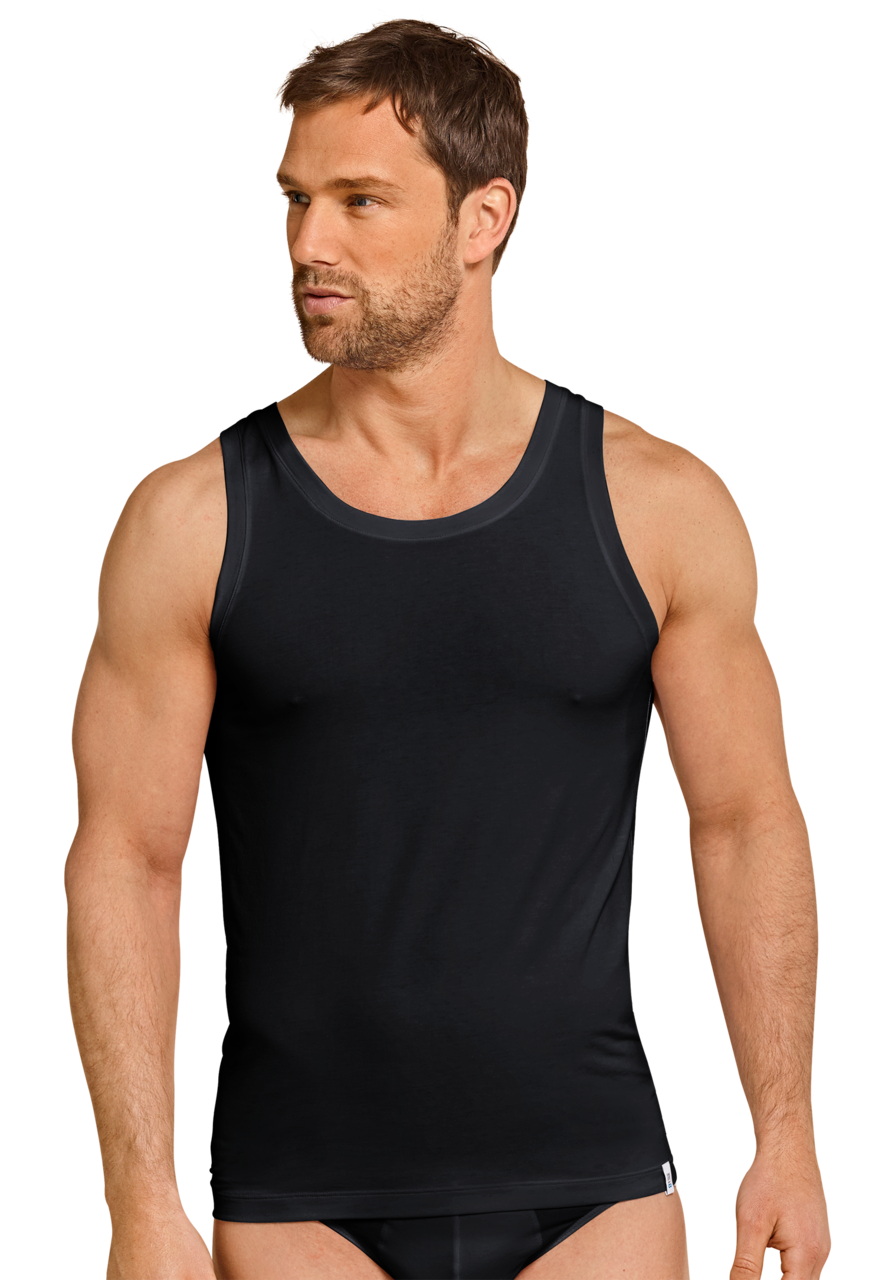 SCHIESSER Long Life Soft singlet (1-pack), heren shirt mouwloos blauwzwart