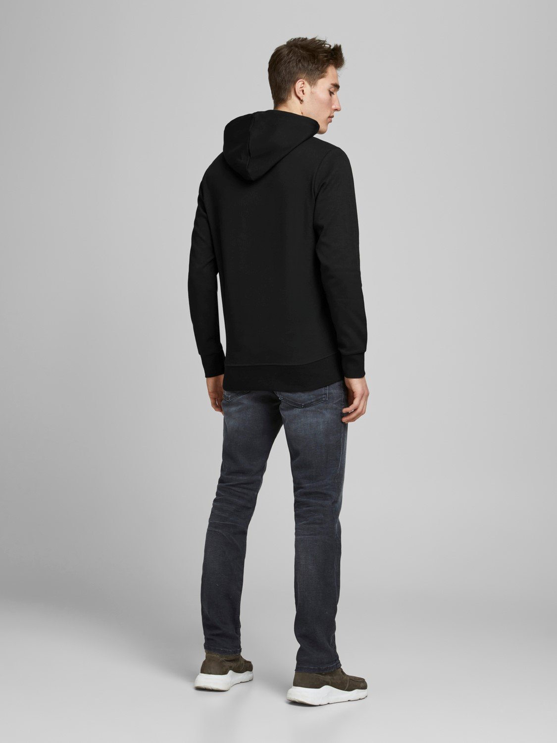 JACK & JONES Basic sweat hood regular fit, heren hoodie katoenmengsel met capuchon, zwart