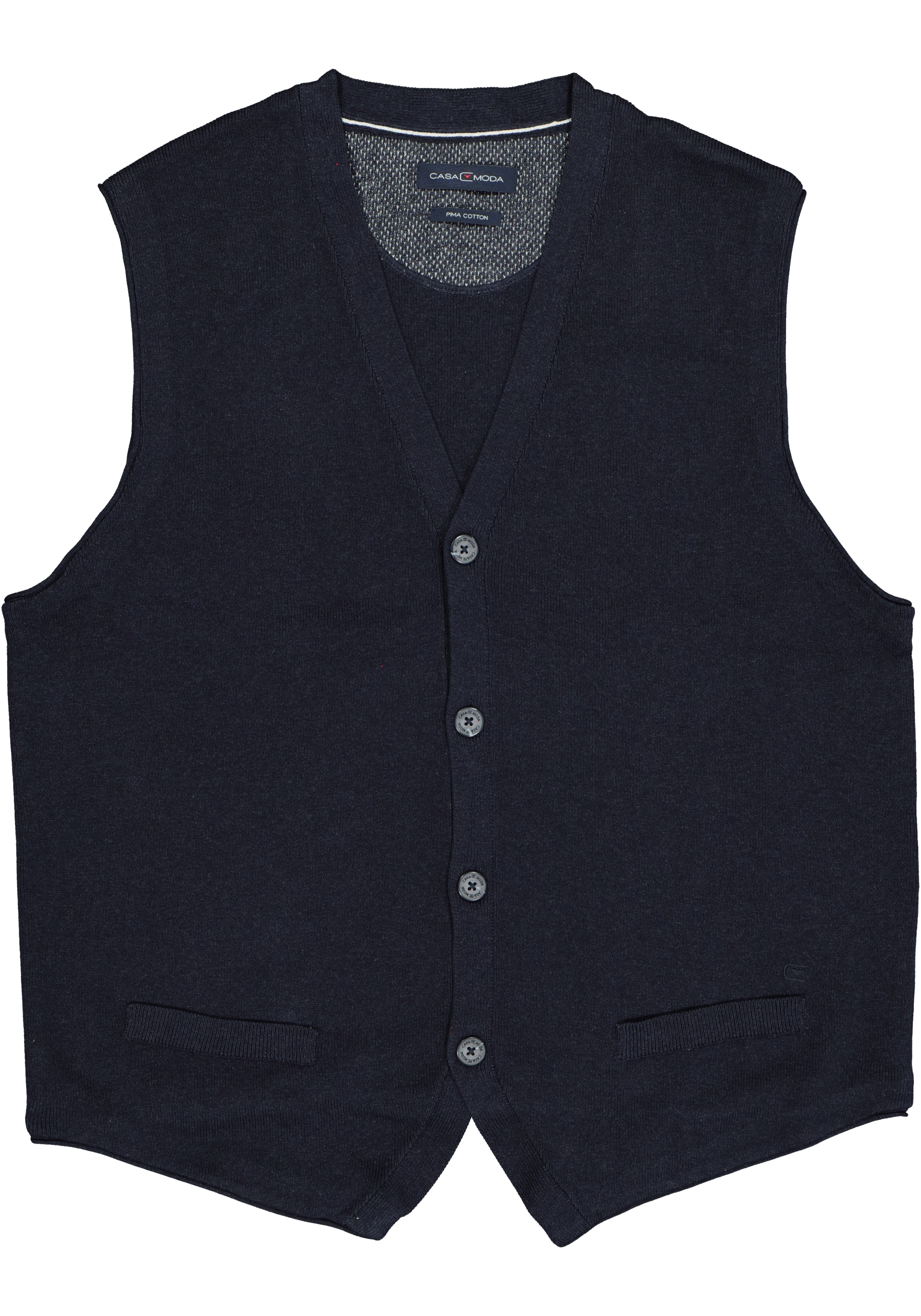 CASA MODA mouwloos heren vest katoen, donker blauw