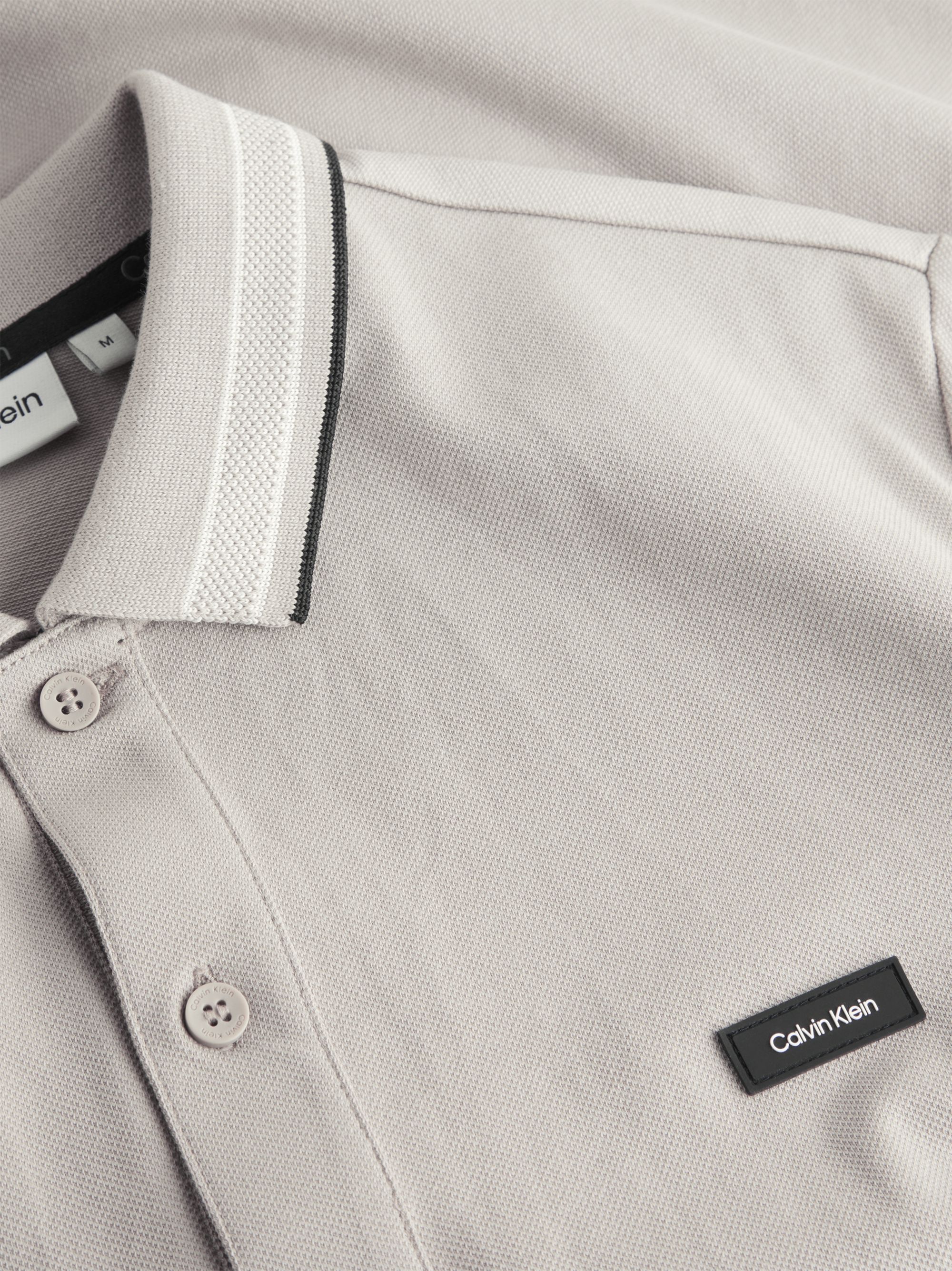 Calvin Klein Stretch Pique Multi Tipping Slim Polo, heren poloshirt, grijsbeige