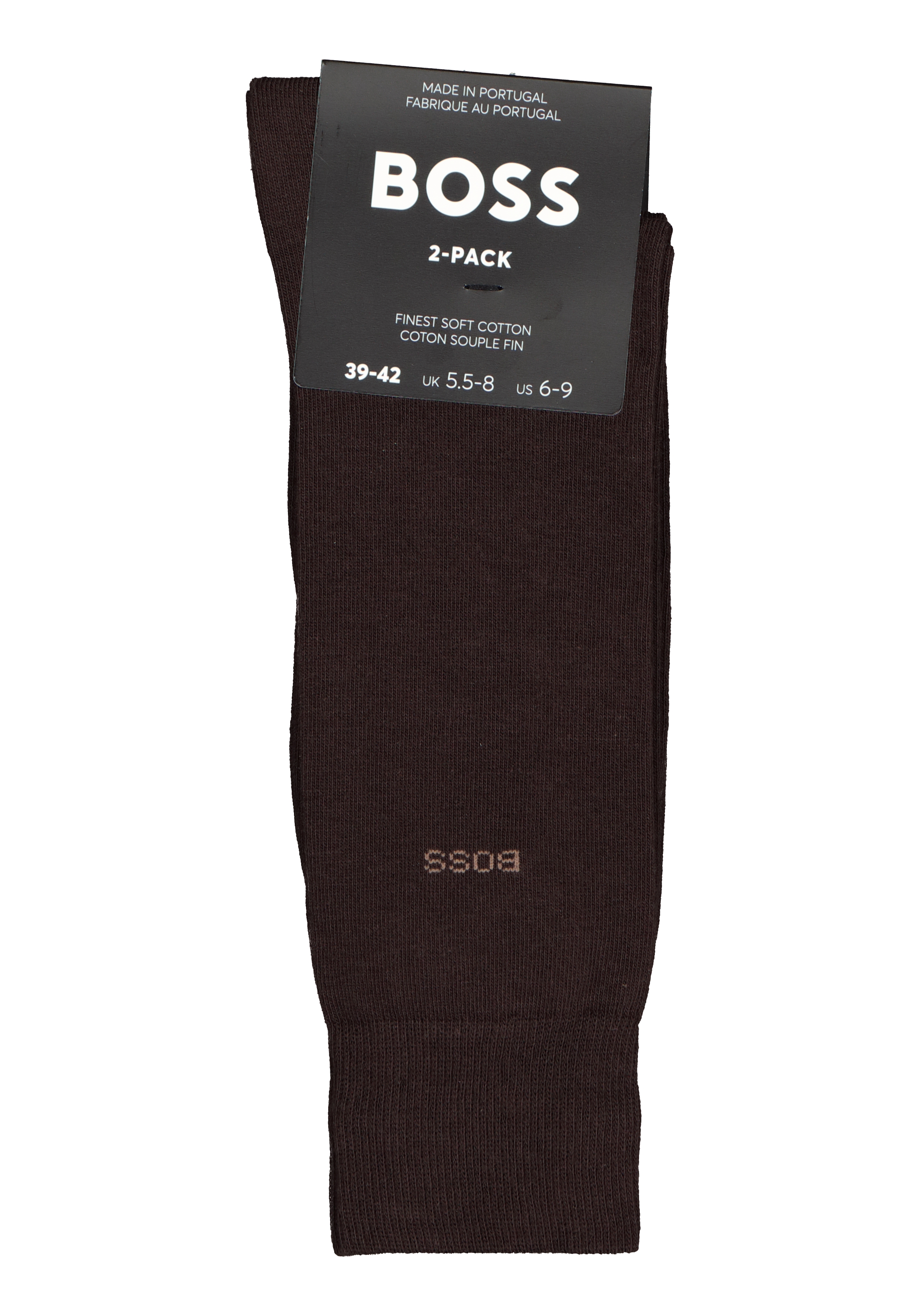 BOSS Cotton Uni (2-pack), herensokken katoen, donkerbruin