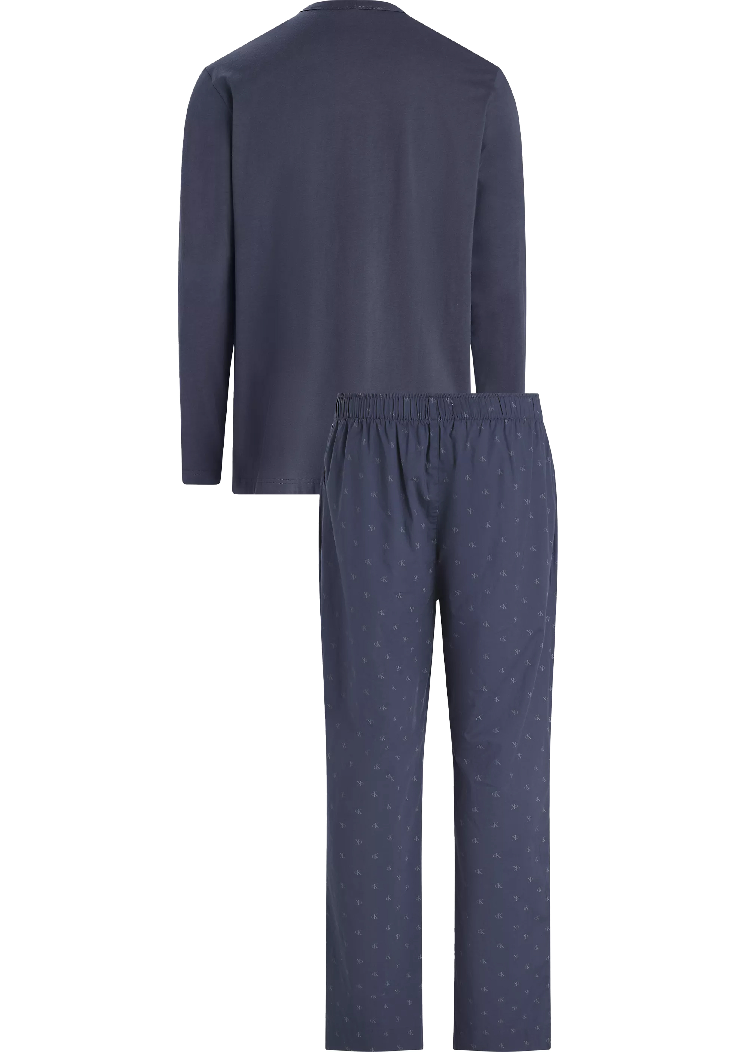 Calvin Klein heren pyjama O-hals, blauw shirt, dessin broek