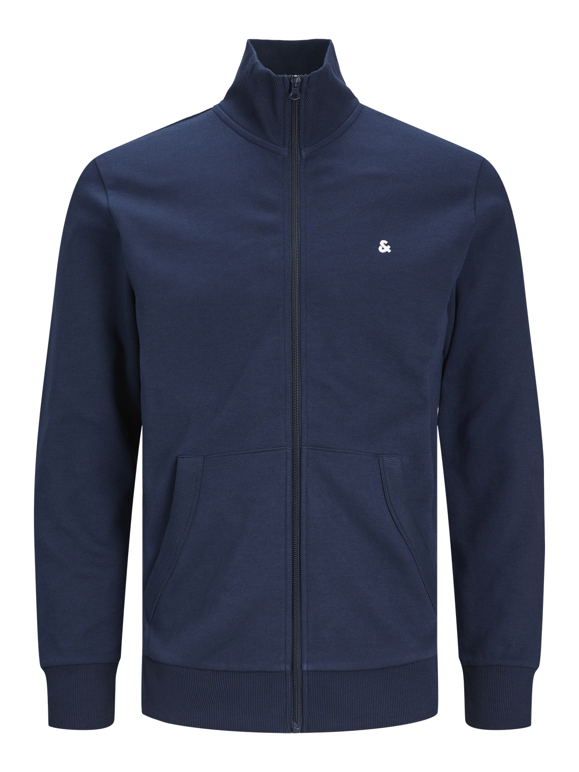 JACK & JONES Paulos sweat zip regular fit, heren sweatshirt katoenmengsel met opstaande boord, blauw