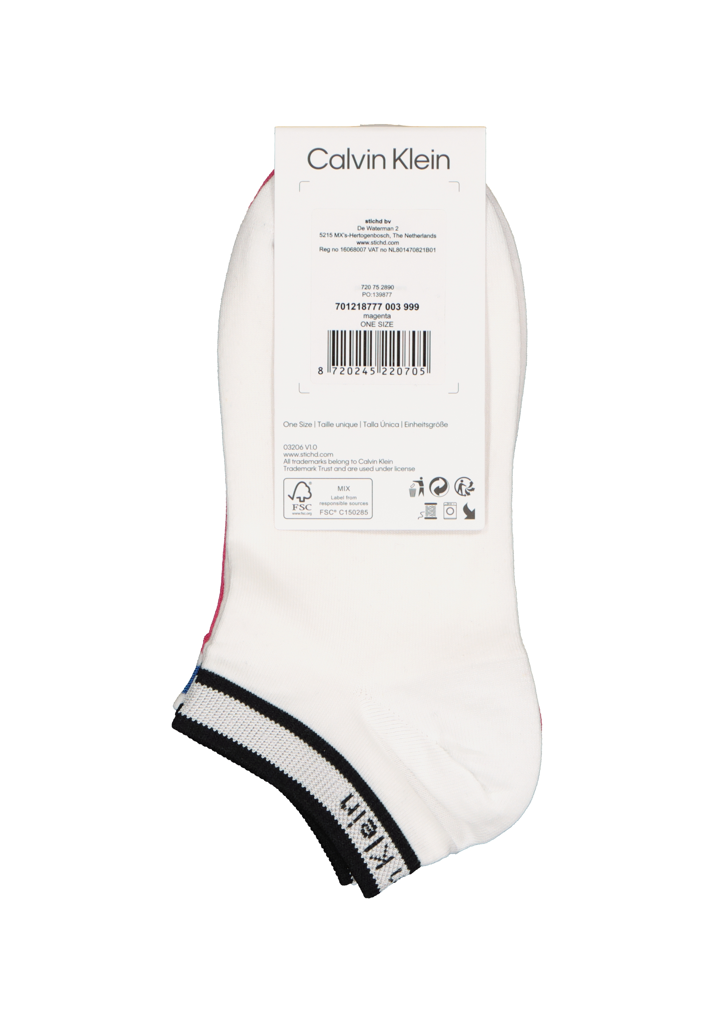 Calvin Klein damessokken Spencer (2-pack), enkelsokken logo boord, wit en roze